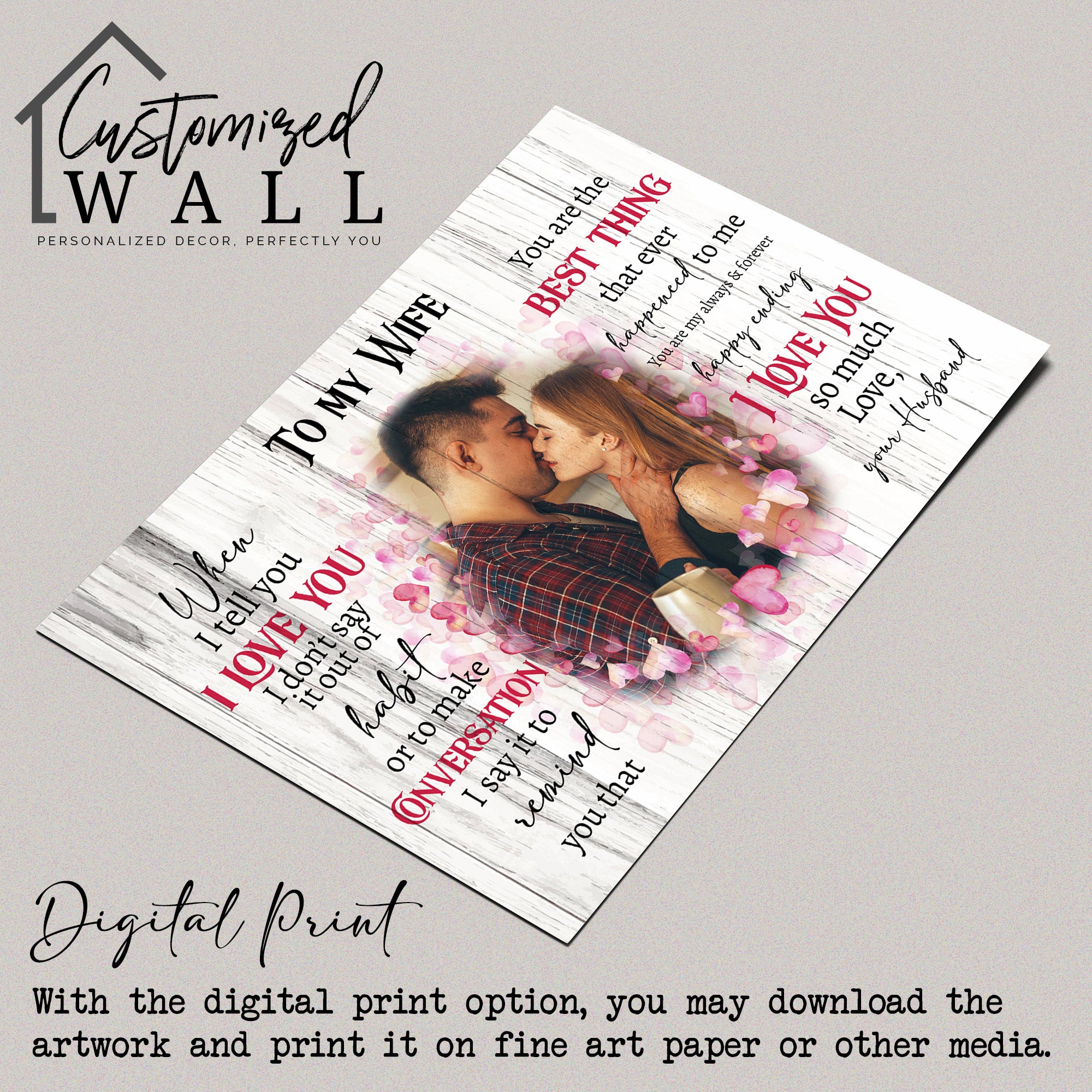 Personalized Romantic Wrapped Canvas Wall Art for Wife - Heartfelt Love Letter Design, Ideal Anniversary Gift with Custom Options - Image 5