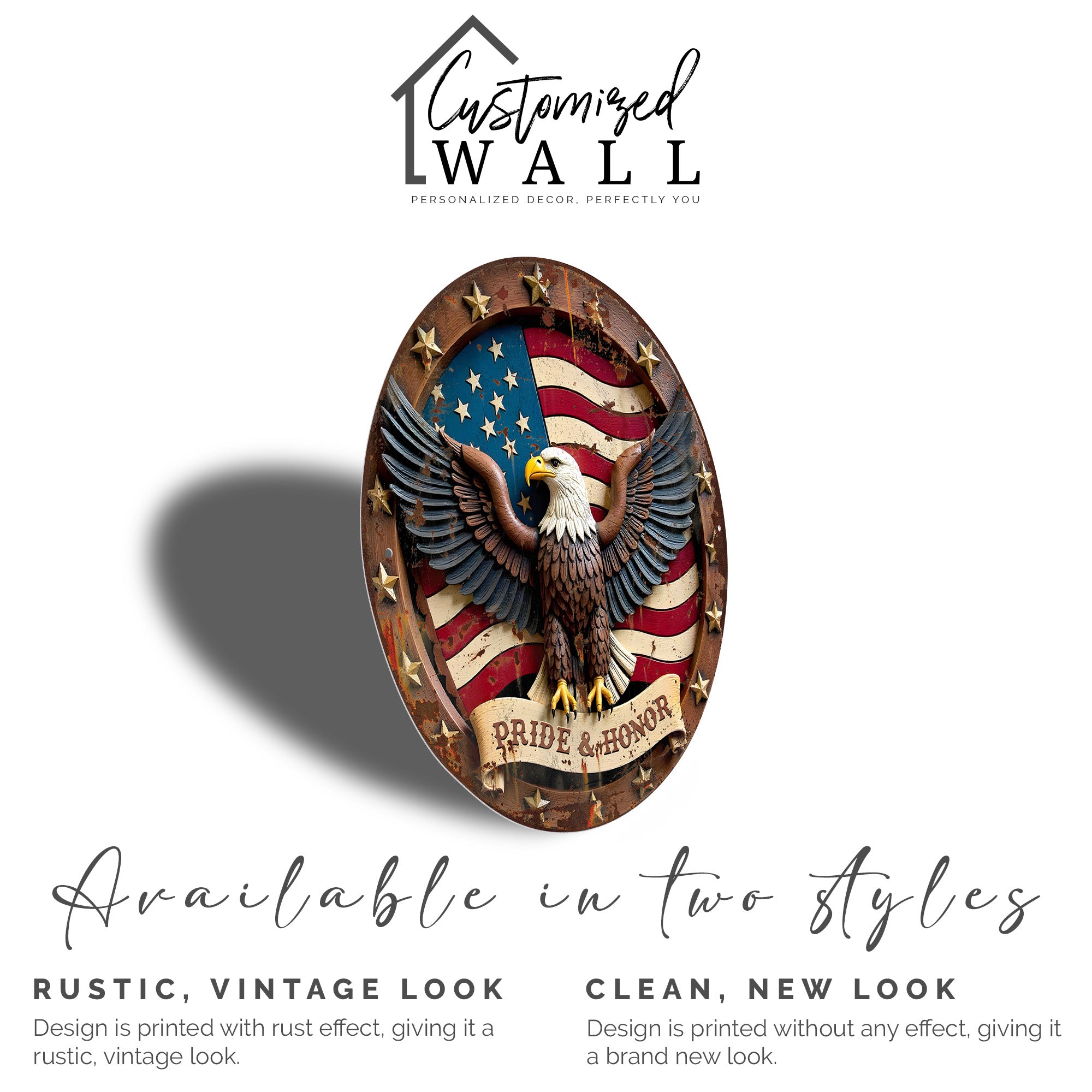 Personalized Bald Eagle Metal Wall Art - Customizable Patriotic "Pride & Honor" Sign for Home, Office, or Gift - Image 5