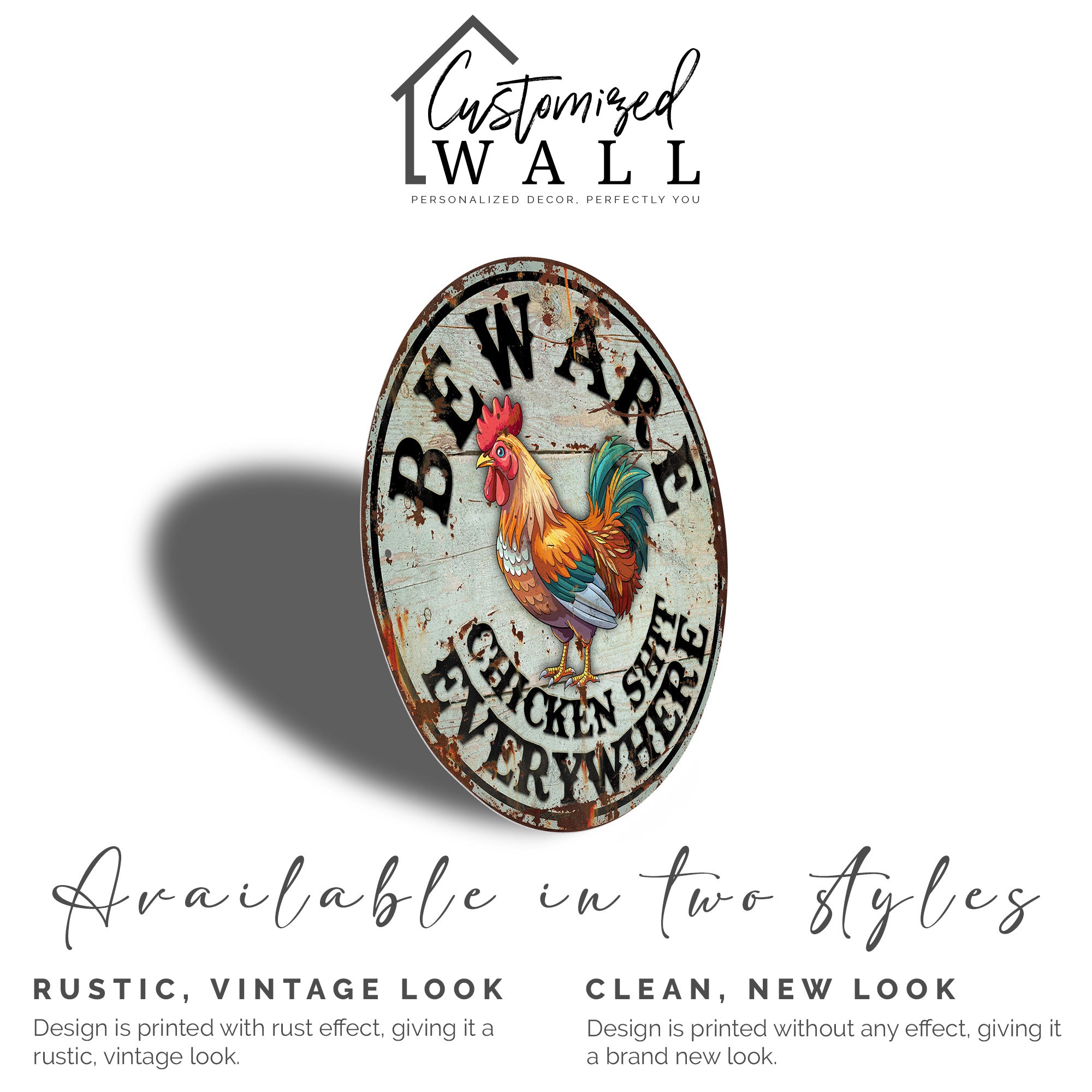 Rustic Round Metal Chicken Warning Sign - Personalized Farmhouse Decor for Chickens Lovers - Perfect Gift for Country Home Enthusiasts - Image 5