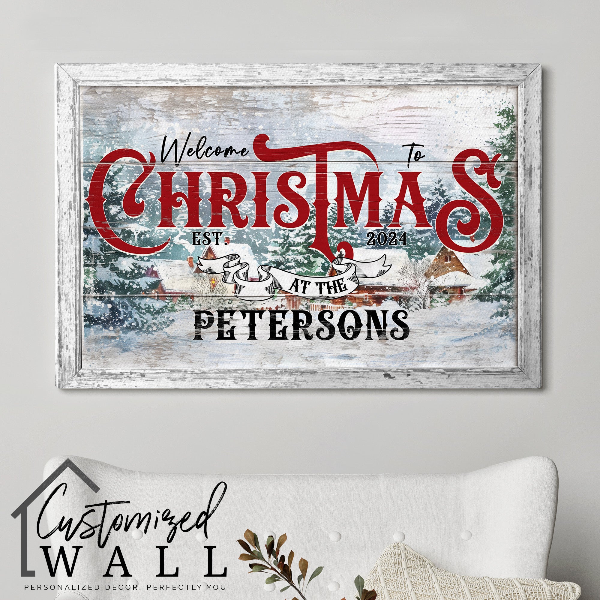 Personalized Christmas Welcome Framed Canvas Sign - Custom Family Name & Year - Festive Holiday Decor for Home & Gifting - Image 5