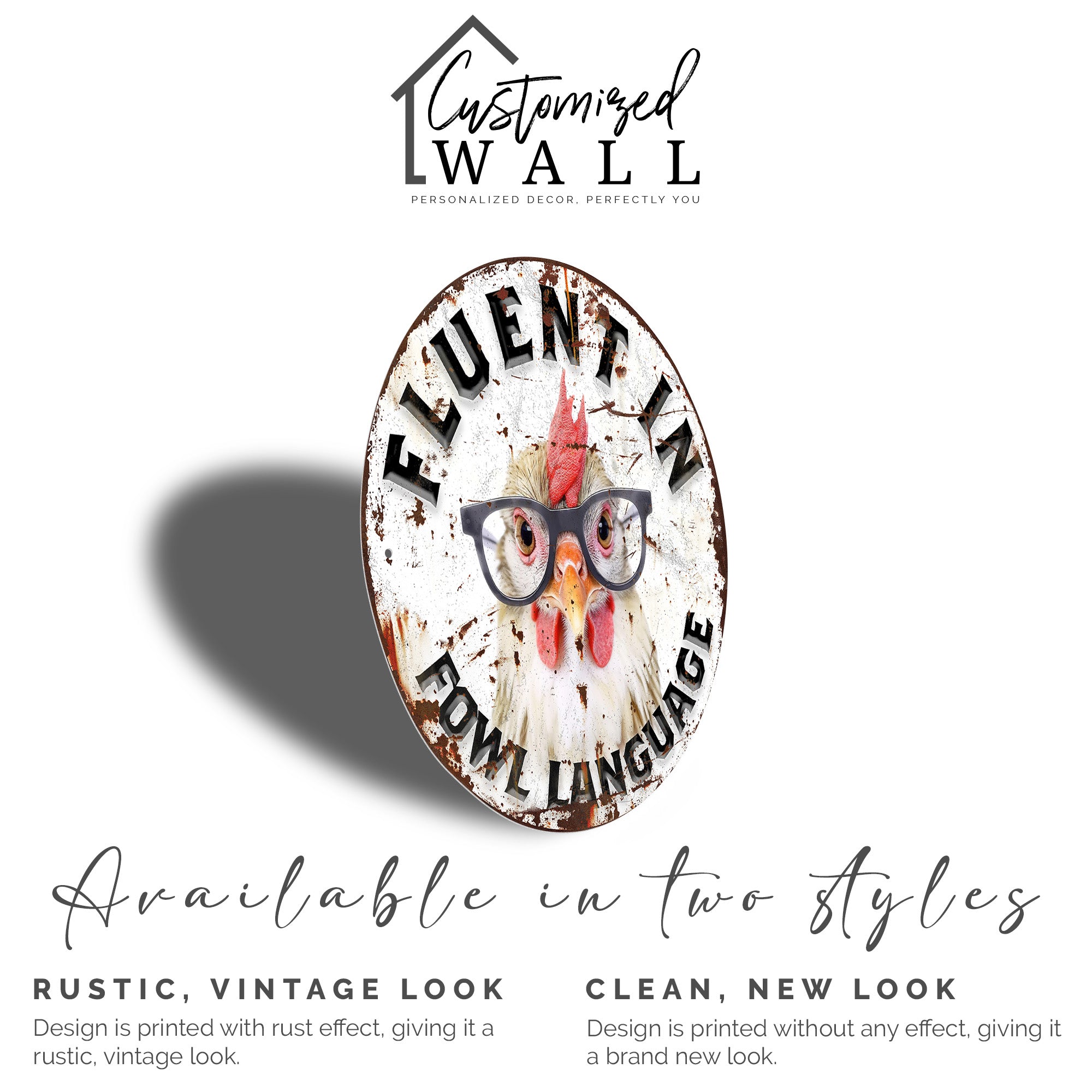 Personalized Round Metal Chicken Sign - Quirky "Fluent in Fowl Language" Wall Decor for Chicken Lovers - Image 5
