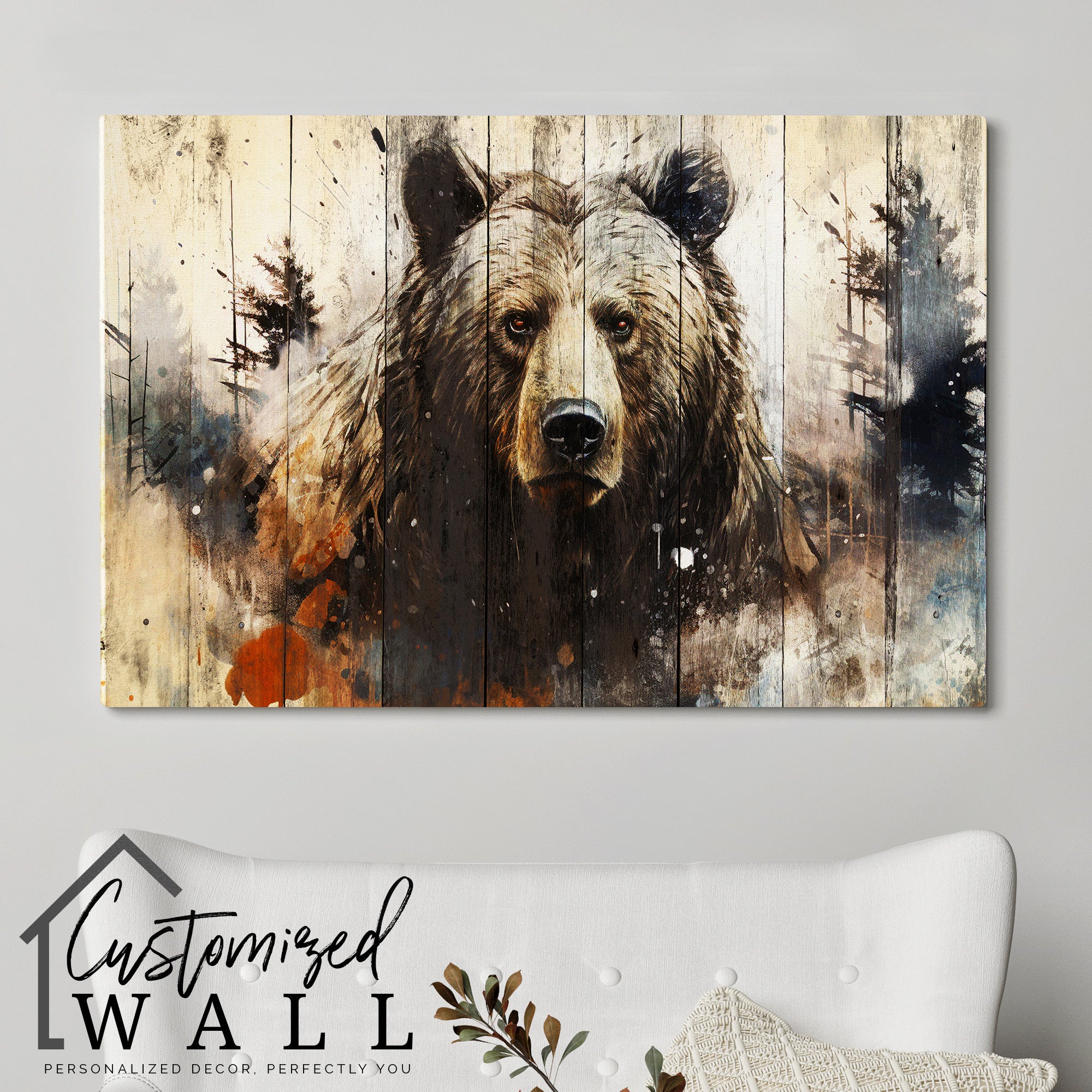 Personalized Handcrafted Bear Art Wrapped Canvas – Rustic Wildlife Decor for Nature Lovers & Unique Gifts - Image 5