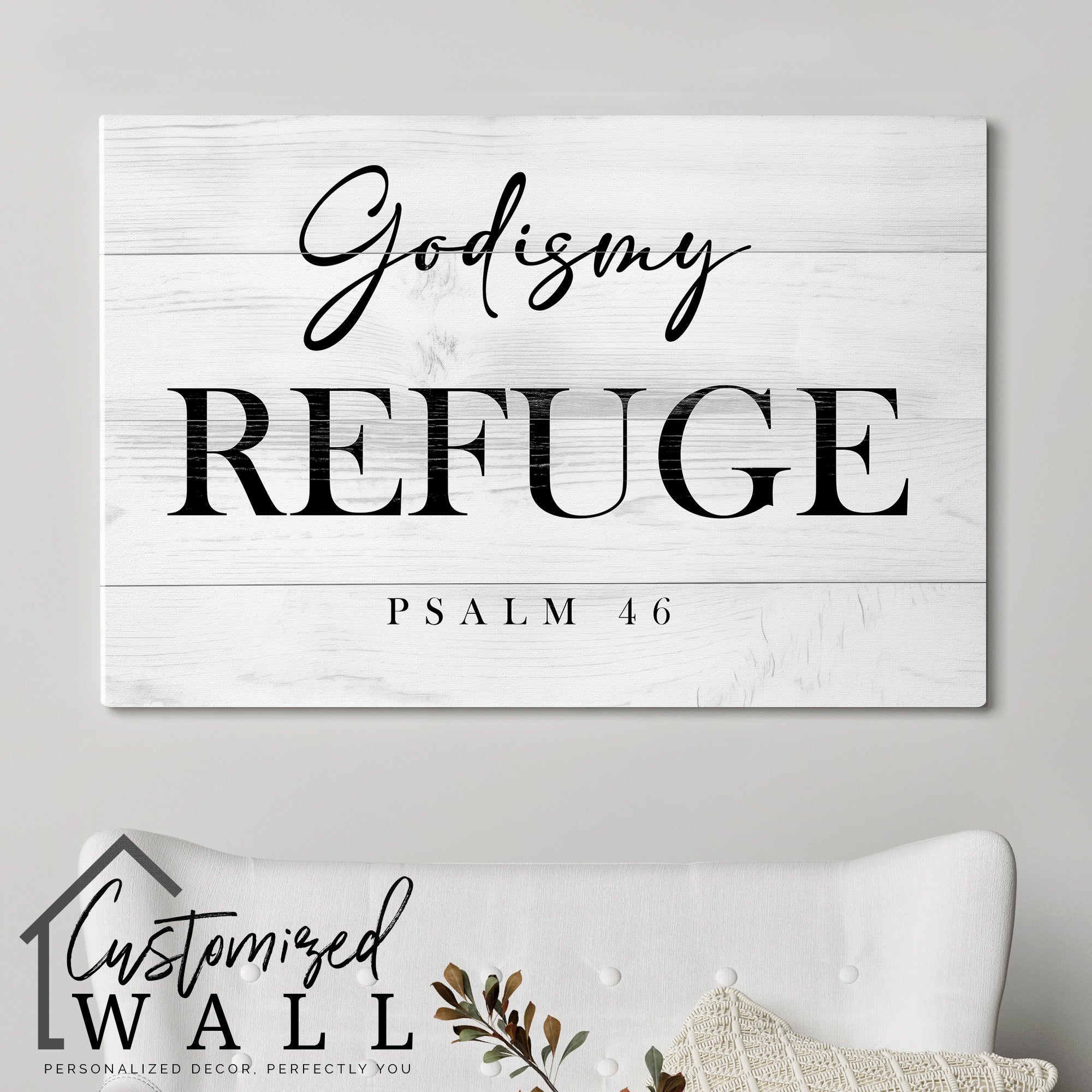 Personalized "God is My Refuge" Wrapped Canvas - Handcrafted Wall Art with Psalm 46, Perfect Inspirational Gift - Image 5