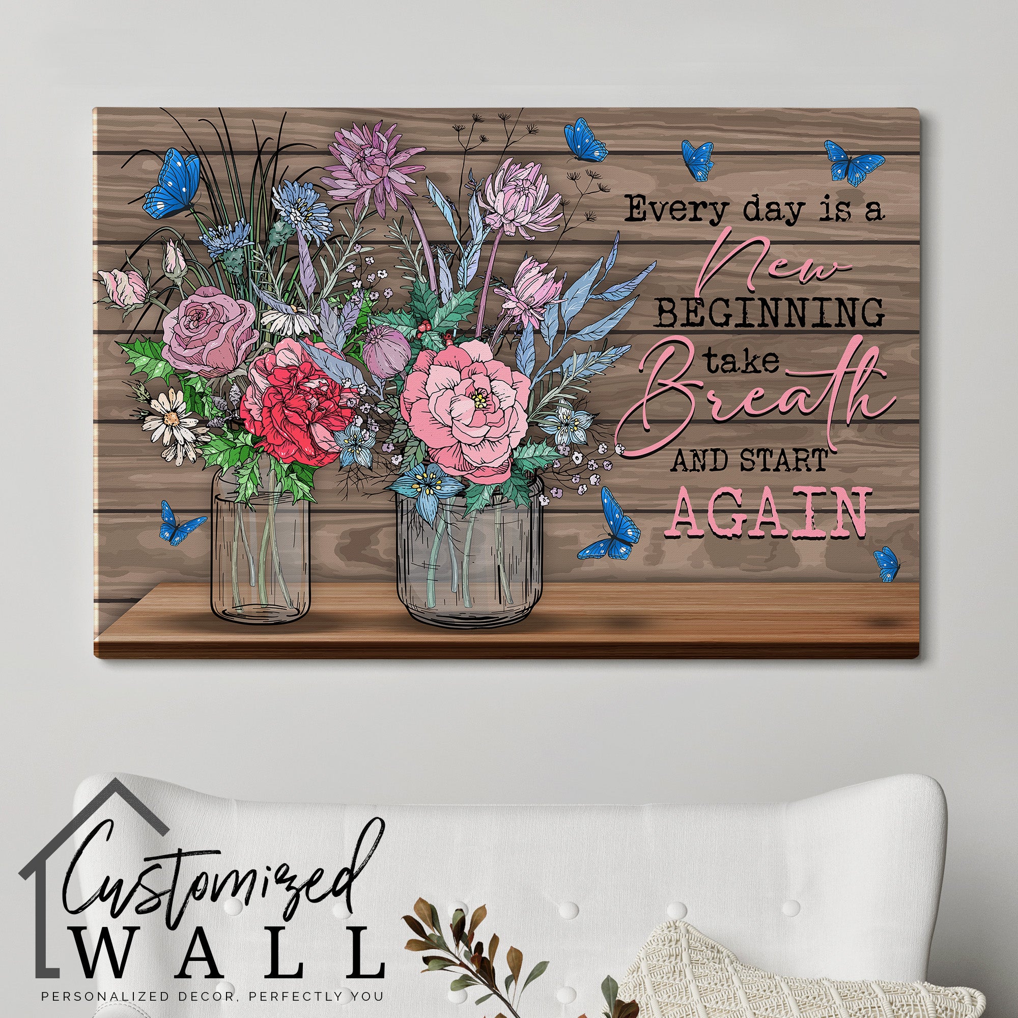 Personalized Floral & Inspirational Quote Wrapped Canvas - Handmade Art for Home Décor & Gift-Giving, Perfect for New Beginnings - Image 5