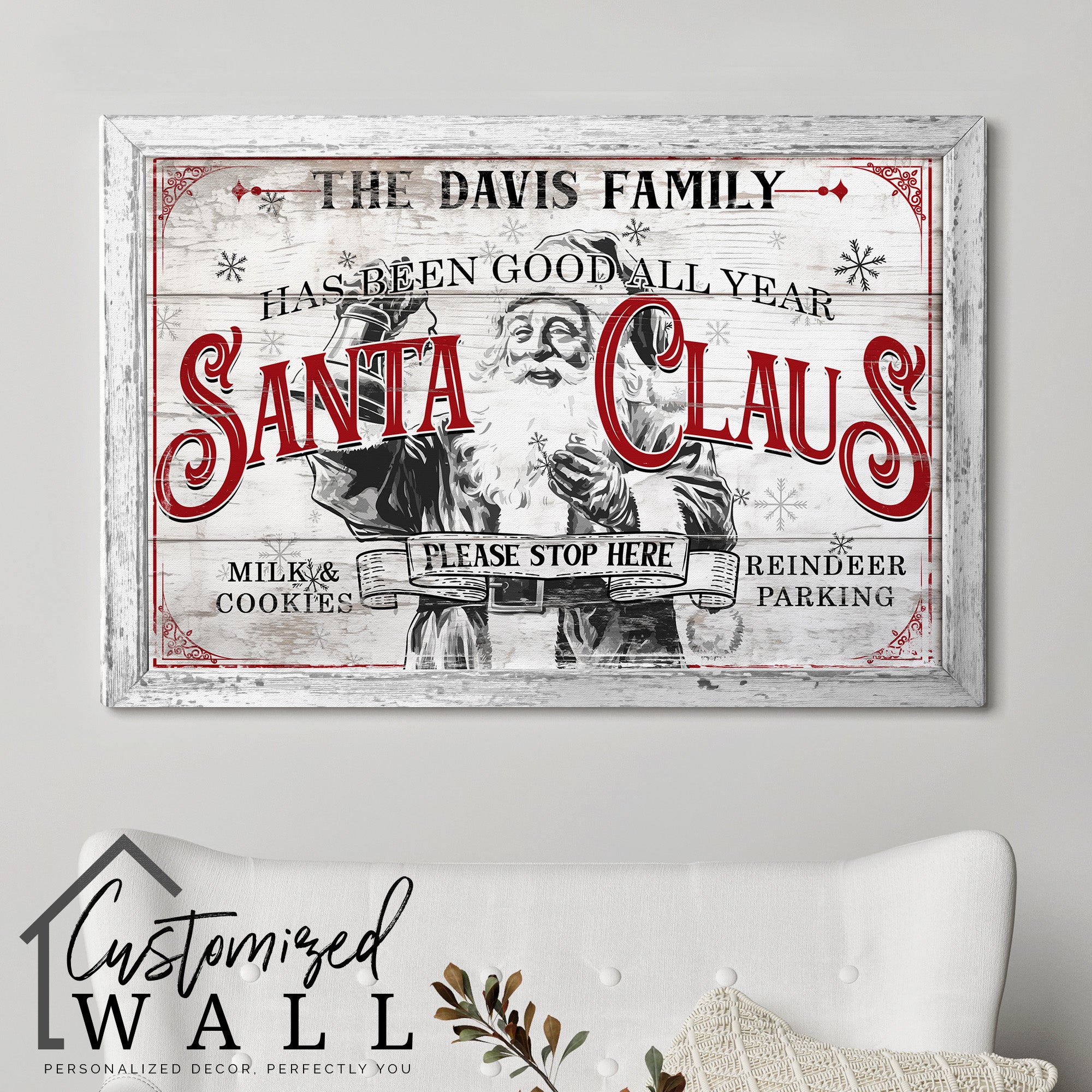 Personalized Rustic Santa Claus Family Christmas Sign – Custom Wrapped Canvas for Holiday Cheer and Gift-Giving - Image 5