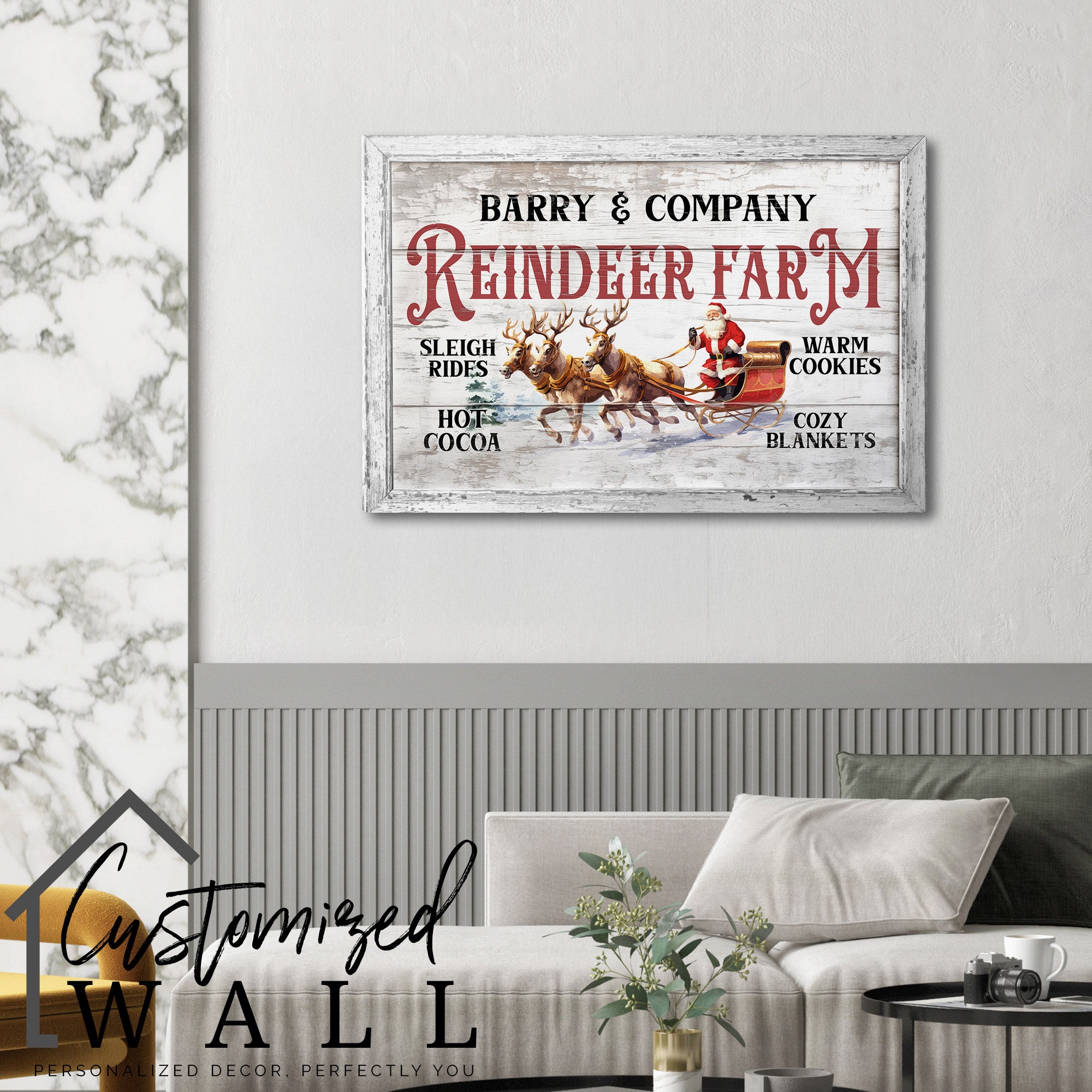 Personalized Rustic Christmas Reindeer Farm Wrapped Canvas - Cozy Holiday Decor with Sleigh Rides & Warm Cookies - Image 6