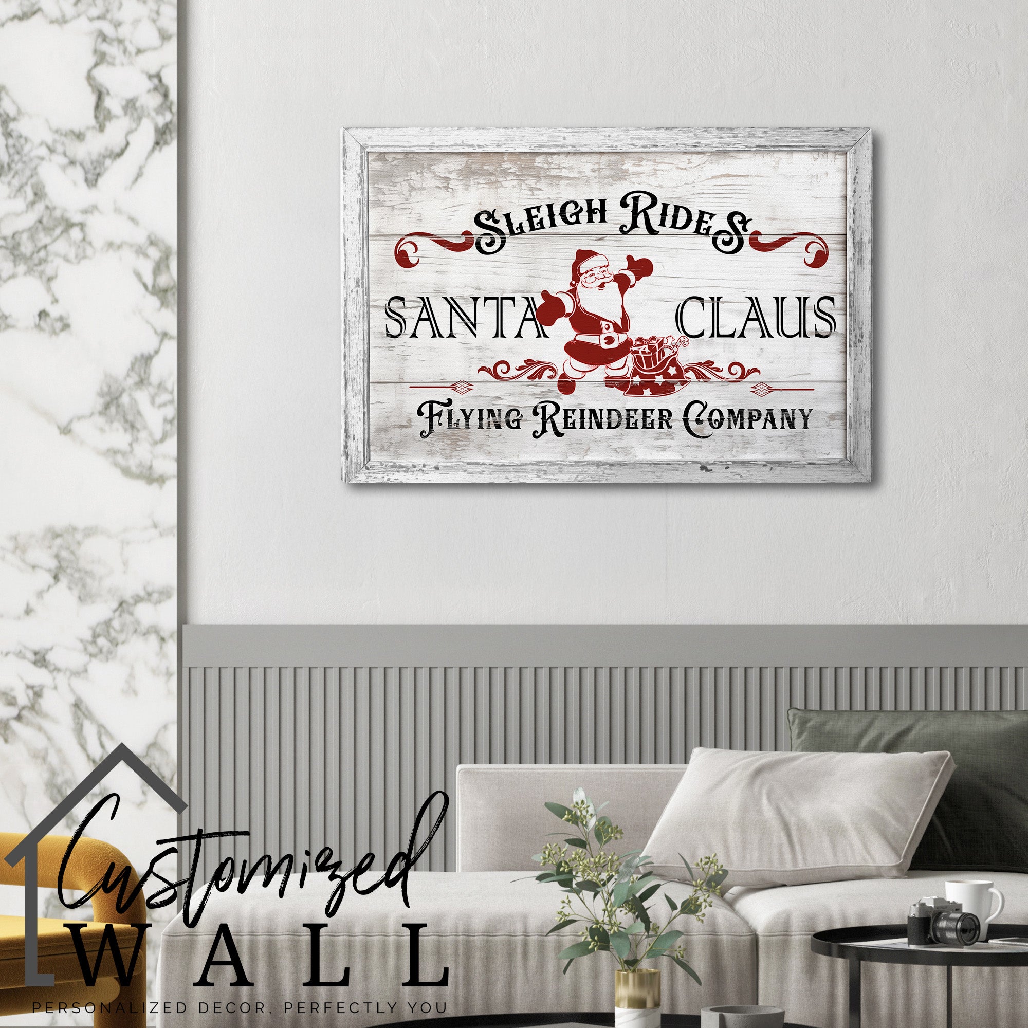 Personalized Santa Claus Sleigh Rides Canvas - Rustic Christmas Decor Wall Art - Perfect Handmade Gift for Holiday Enthusiasts - Image 6