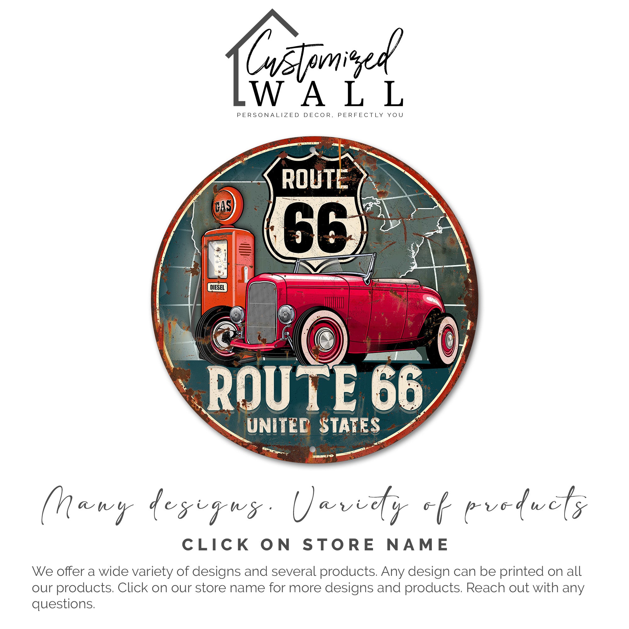 Personalized Route 66 Vintage Metal Sign - Customizable Road Trip Memorabilia for Classic Car Lovers - Image 6