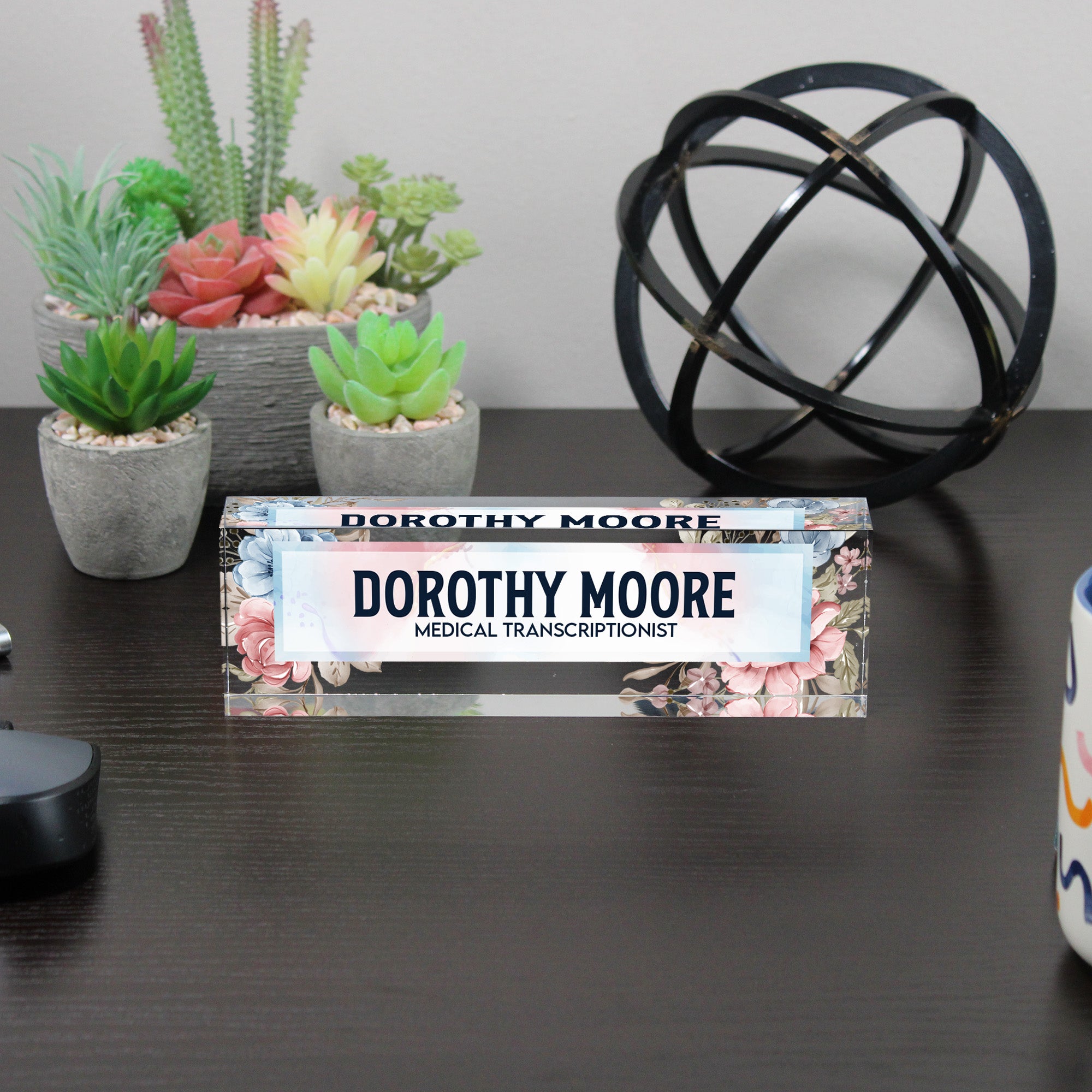 Personalized Floral Acrylic Desk Name Block - Elegant Custom Nameplate for Professionals and Thoughtful Gifts - Image 6