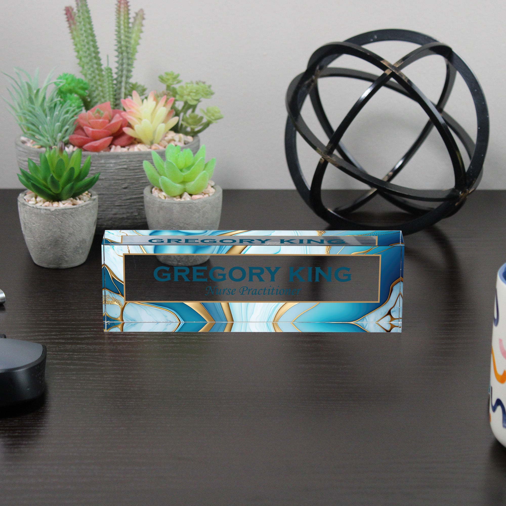 Personalized Acrylic Desk Name Plate - Elegant Crystal Design for Nurse Practitioners - Custom Office Decor Gift - Image 6