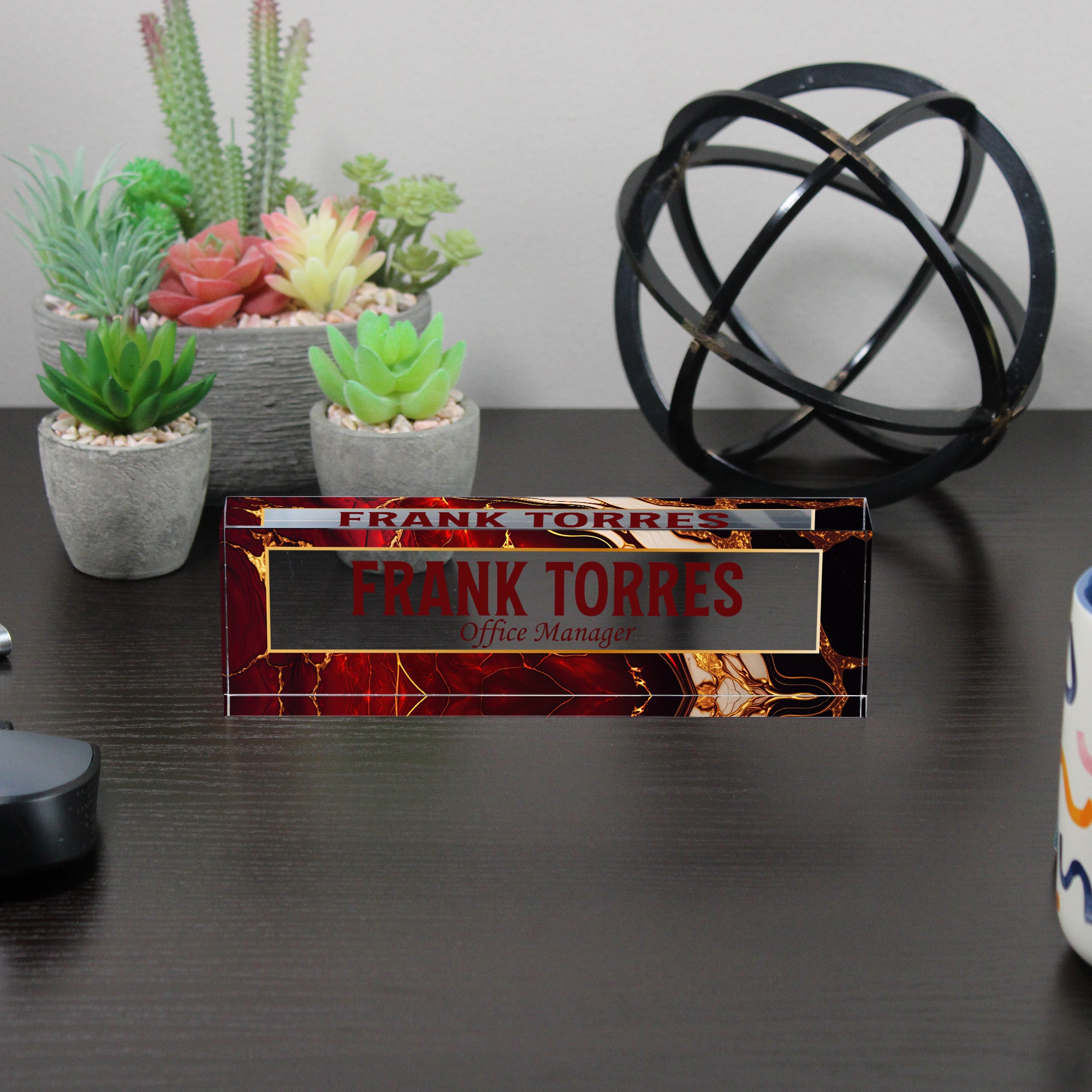 Personalized Office Manager Acrylic Desk Block with Elegant Marble Design - Perfect Custom Gift for Professional Spaces - Image 6