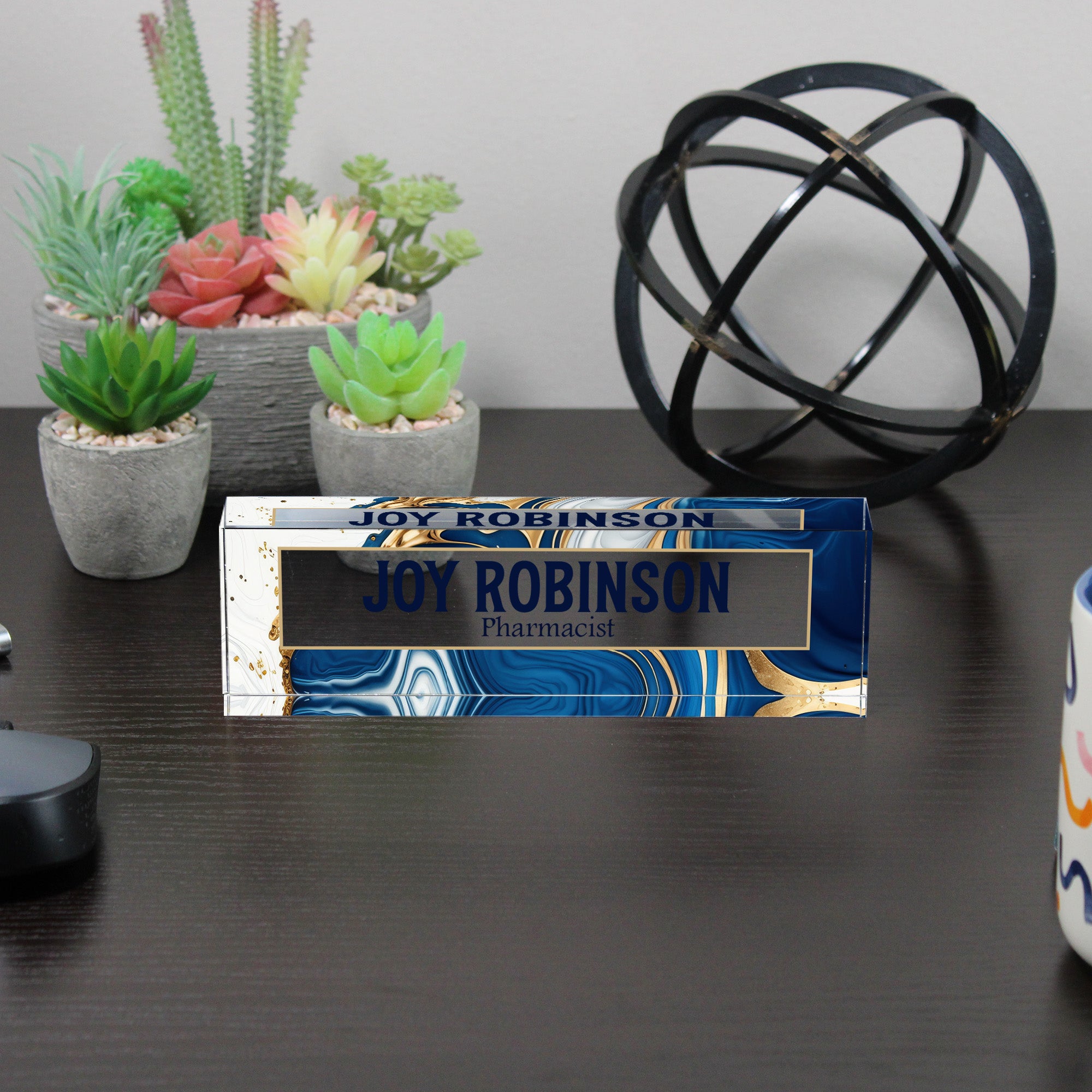 Personalized Acrylic Desk Name Plate - Custom Marbled Design for Professionals, Elegant Gift for Pharmacists and Office Decor - Image 6