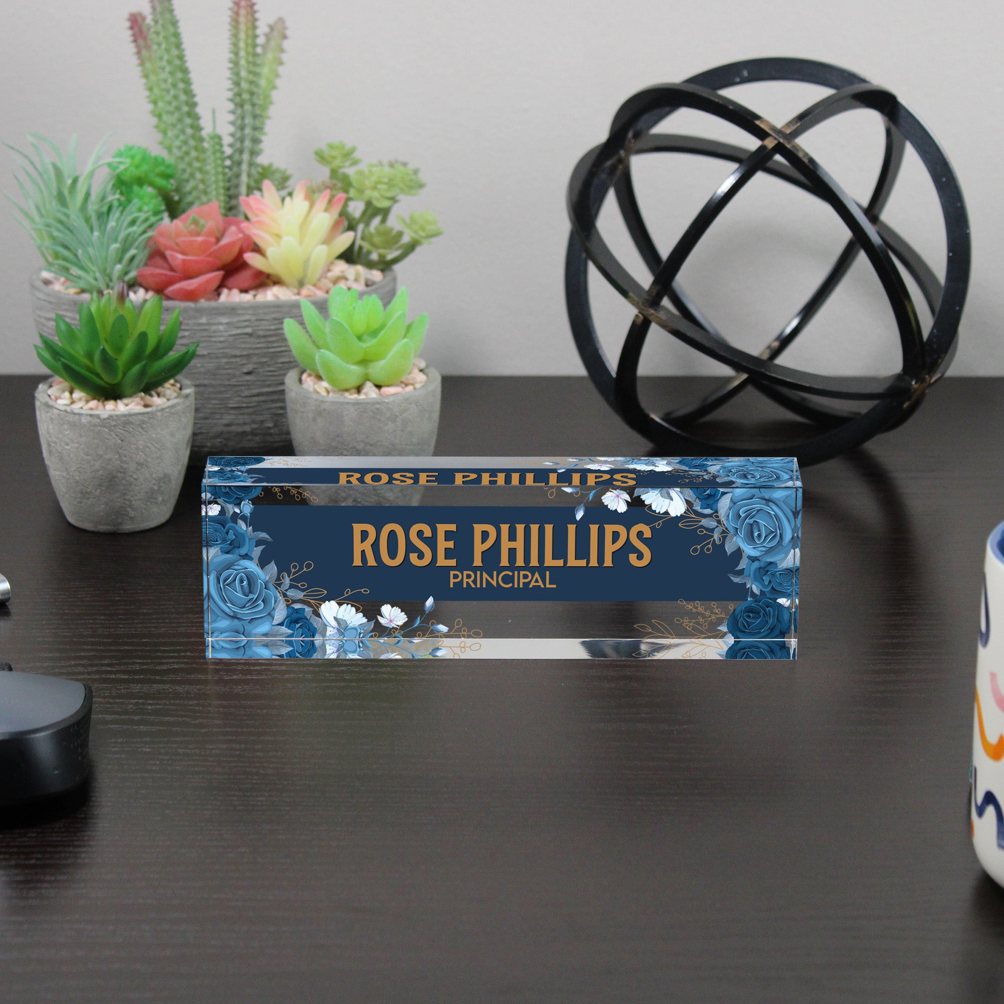 Personalized Acrylic Desk Name Plate - Elegant Floral Design for Office Decor & Unique Gifts - Image 6