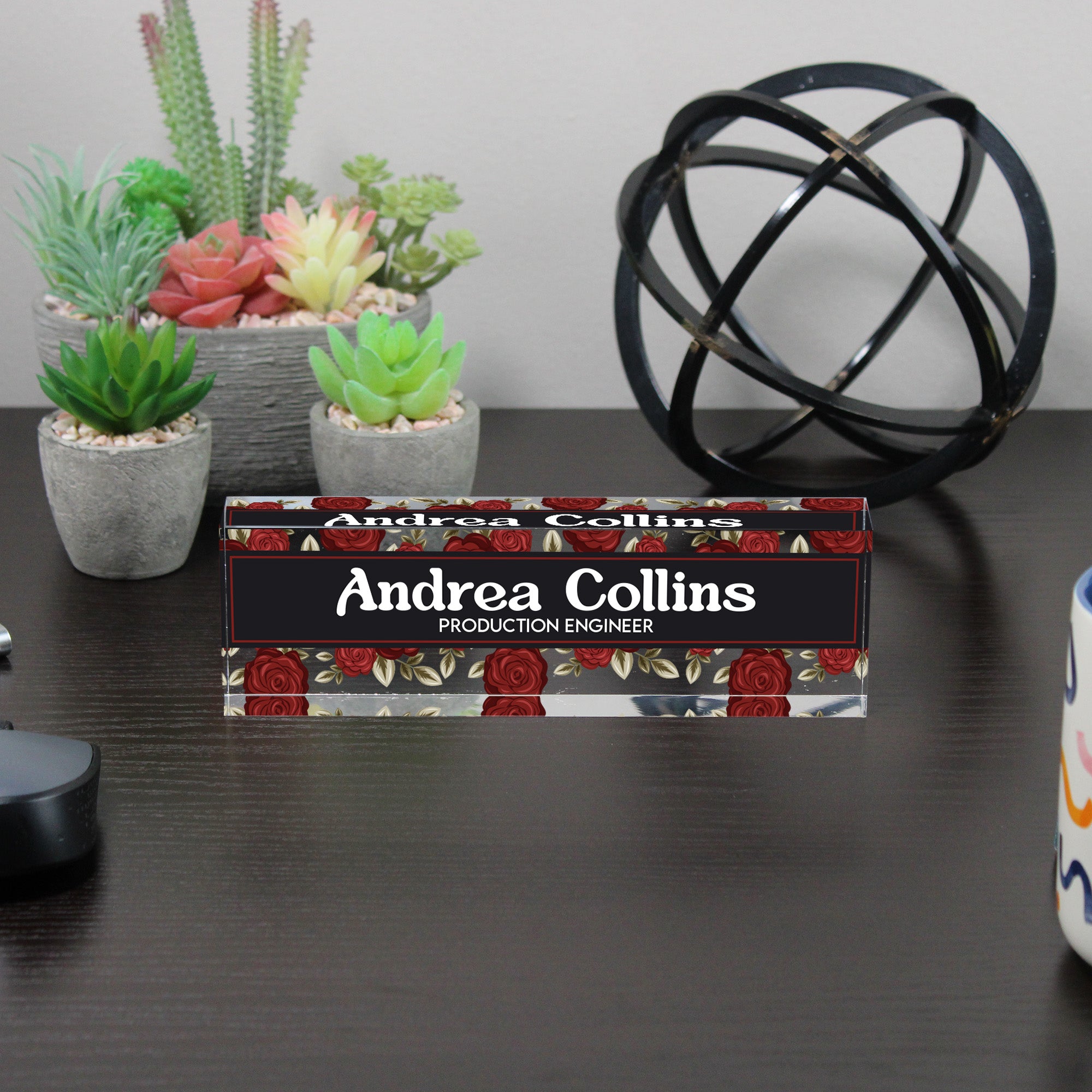 Personalized Acrylic Desk Name Plate - Elegant Rose Design for Office Professional - Perfect Gift for Engineers - Image 6