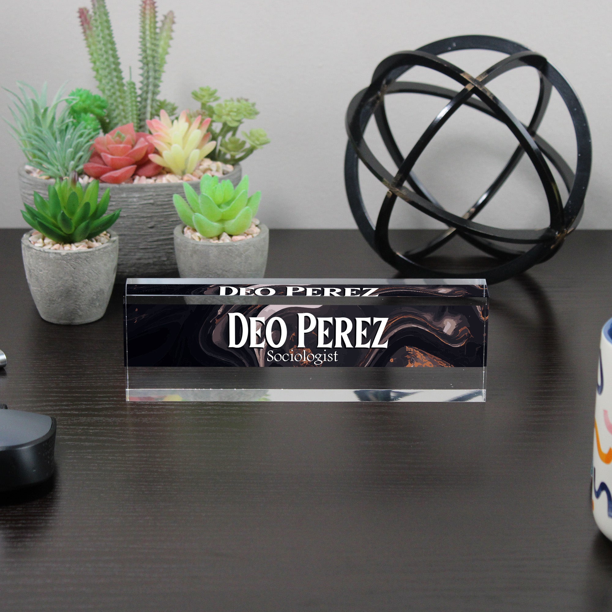 Personalized Acrylic Desk Block - Custom Name Plaque for Professionals - Elegant Marbled Design with Engraved Text - Image 6