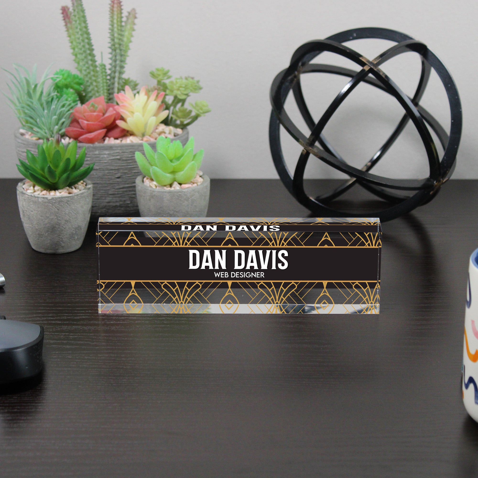 Personalized Acrylic Desk Name Block - Custom Web Designer Sign with Art Deco Style for Office Decor & Gift Giving - Image 6