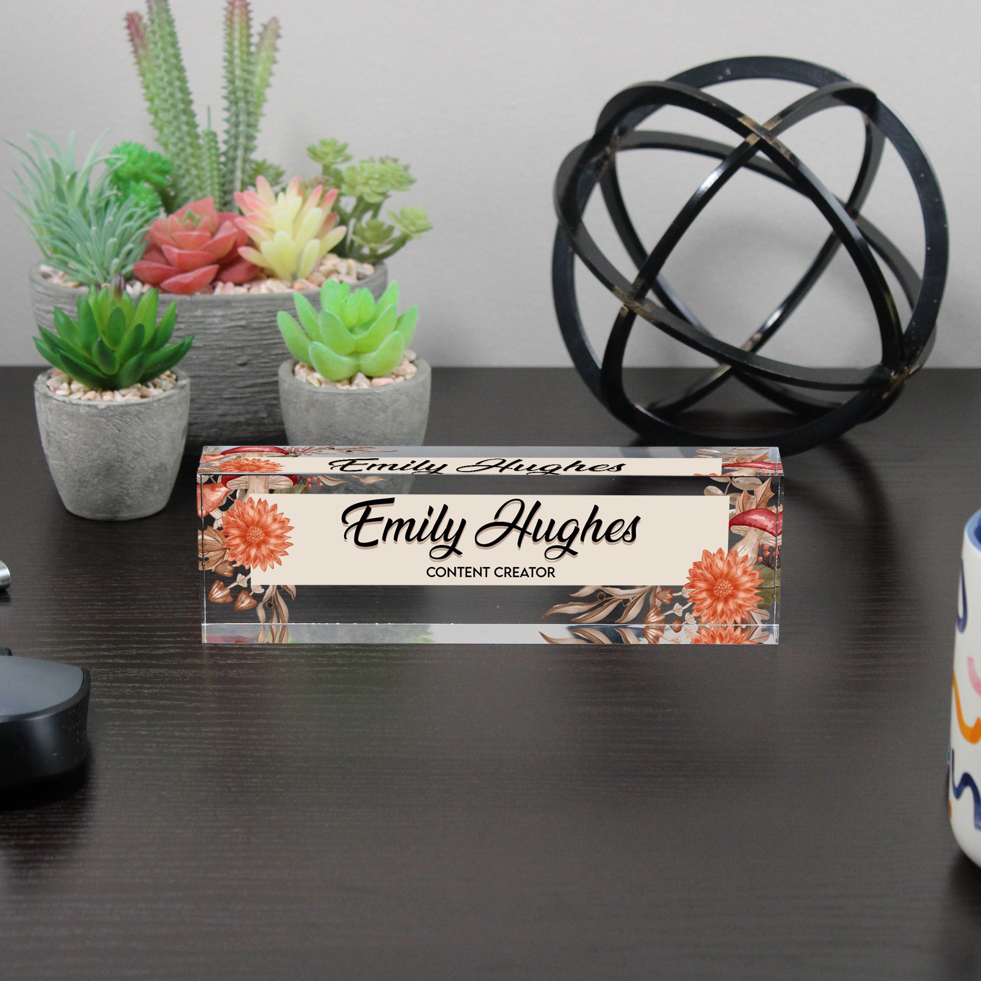 Personalized Floral Acrylic Desk Name Block - Custom Handmade Gift for Content Creators - Image 6
