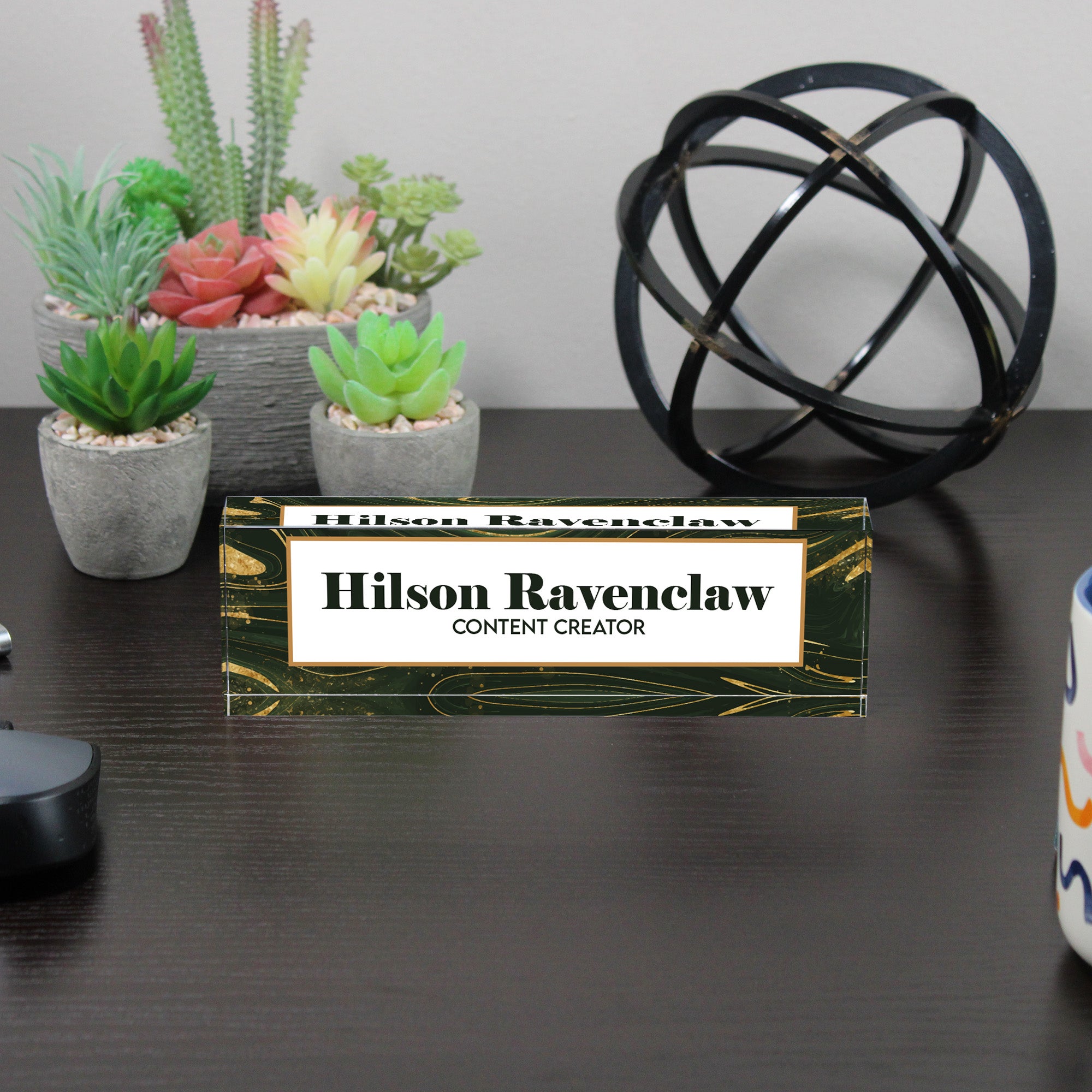 Personalized Acrylic Desk Name Block with Elegant Marble Design – Perfect Custom Gift for Content Creators - Image 6