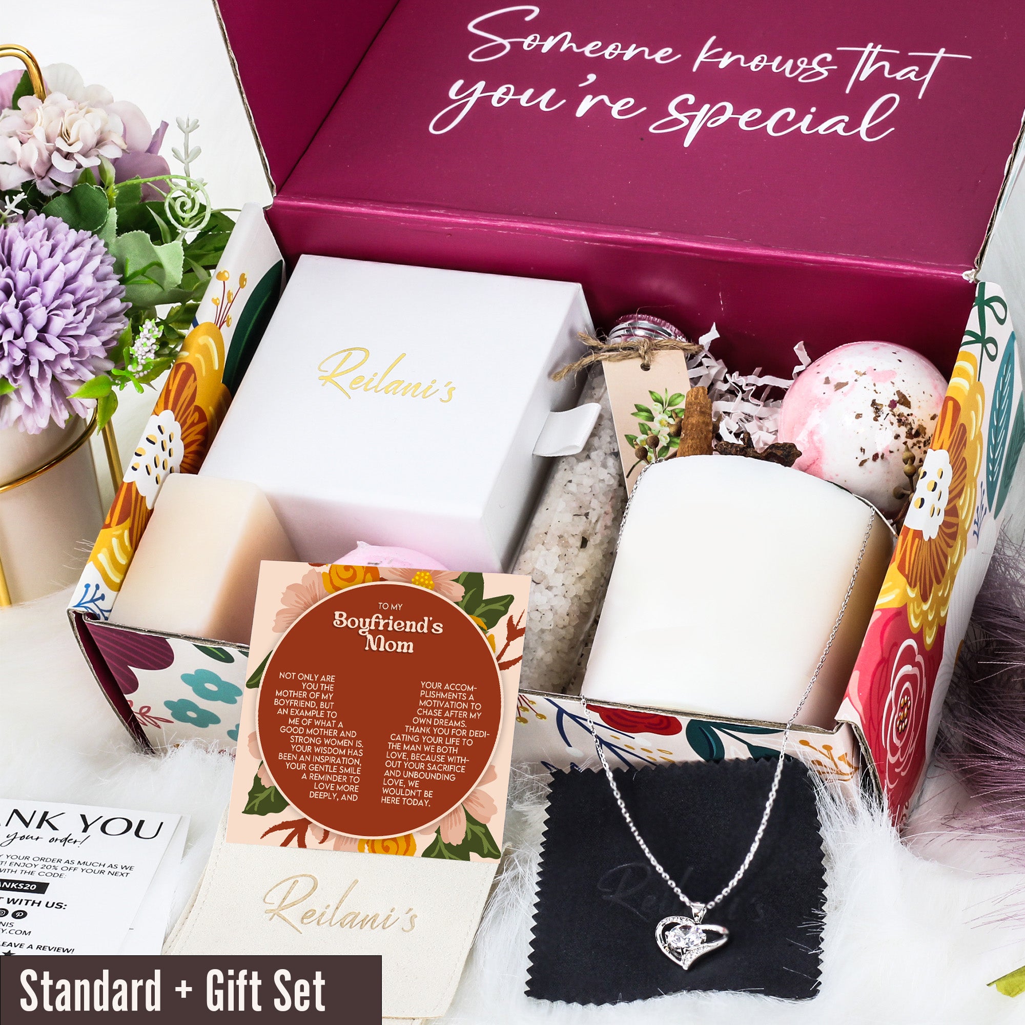 Personalized Necklace with Heartfelt Message Card for Boyfriend's Mom - Elegant Gift with Floral Design - Image 6