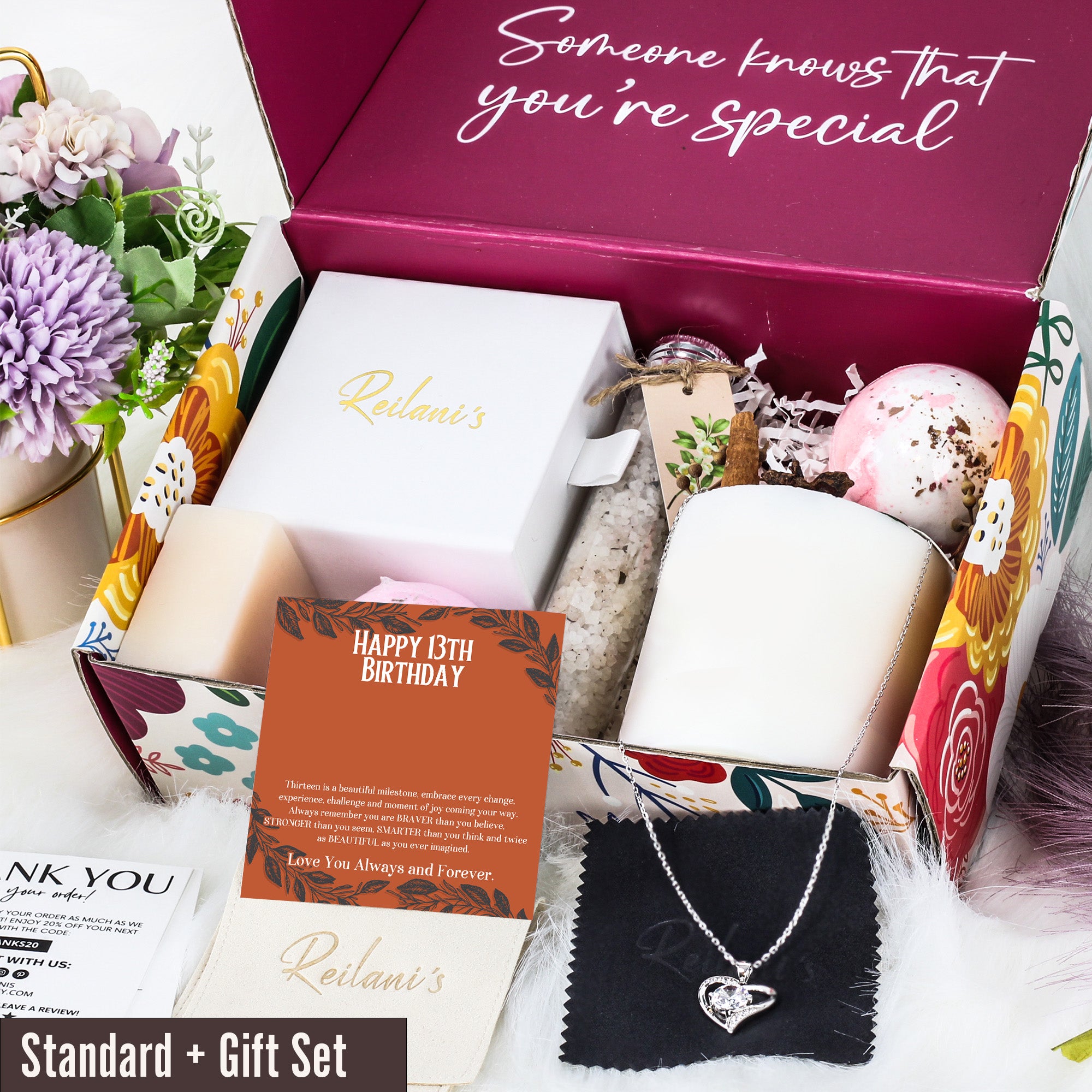 Celebrate Her Milestone: Personalized 13th Birthday Message Card Necklace with Silver Knot Pendant - Image 6