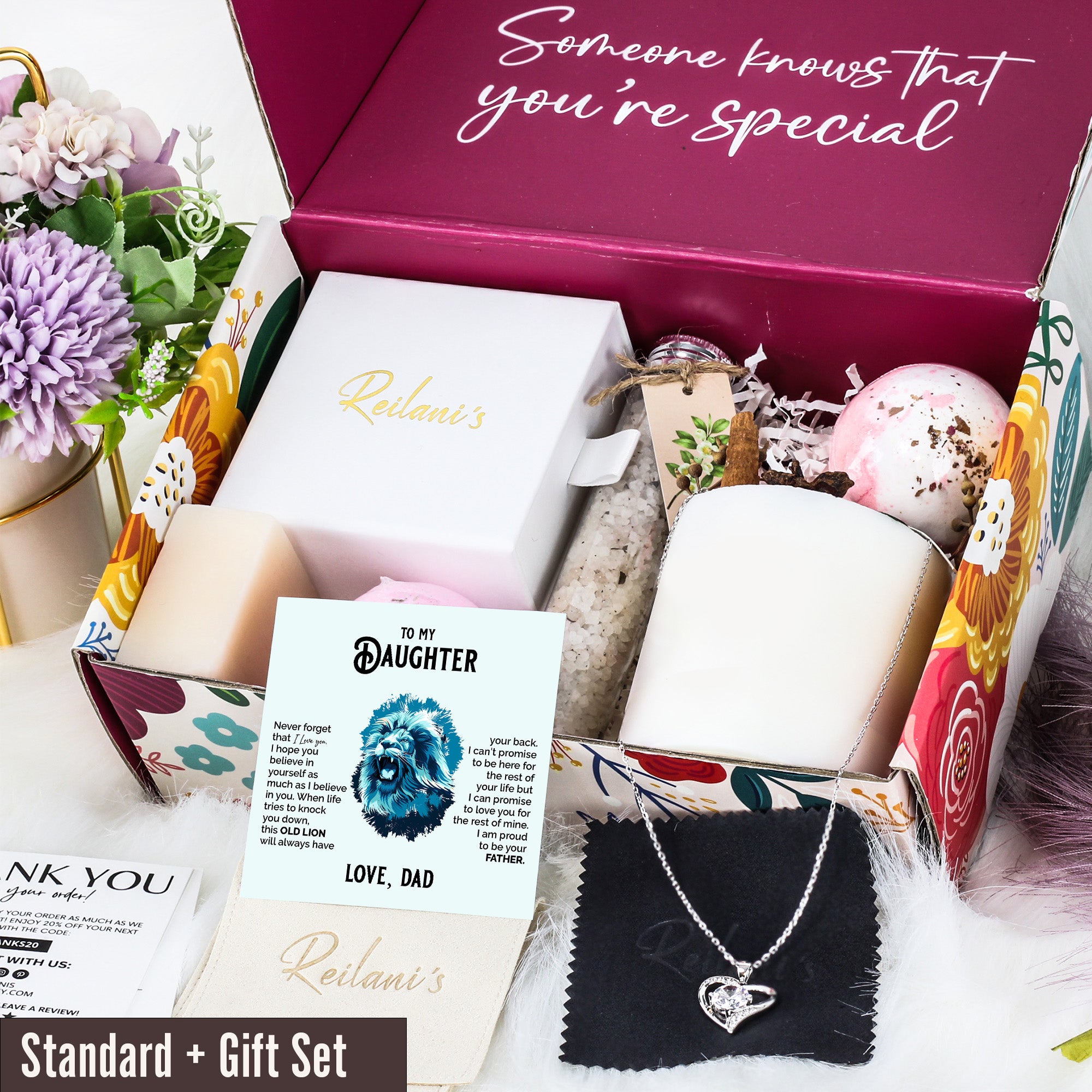 Personalized Father to Daughter Gift - Handmade Silver Lion Necklace with Heartfelt Message Card - Image 6