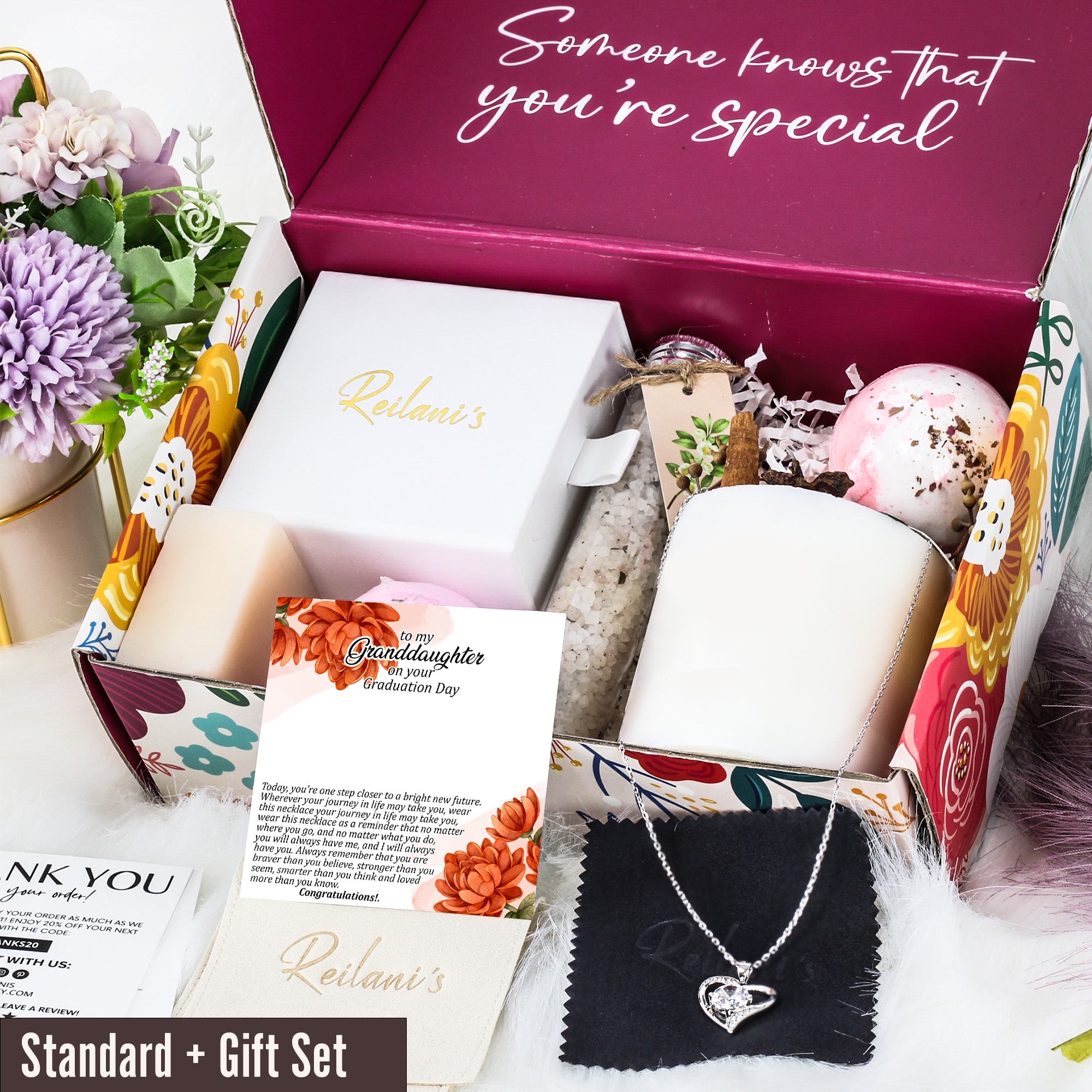 Elegant Personalized Granddaughter Graduation Necklace with Inspiring Message Card | Silver Infinity Pendant - Image 6