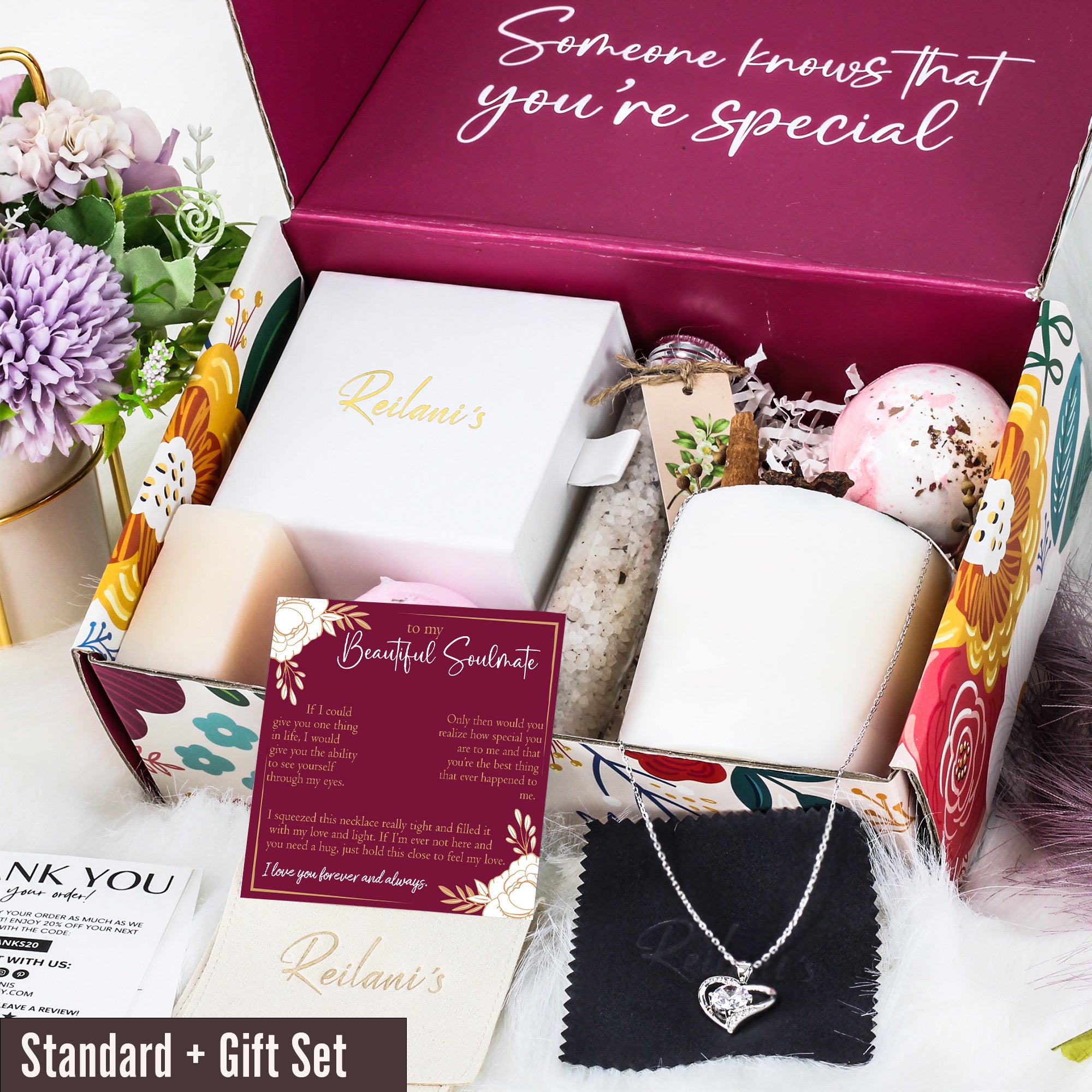 "Personalized Sterling Silver Soulmate Necklace Gift Set with Heartfelt Message Card - Perfect for Anniversaries, Birthdays, and Special Occasions" - Image 6