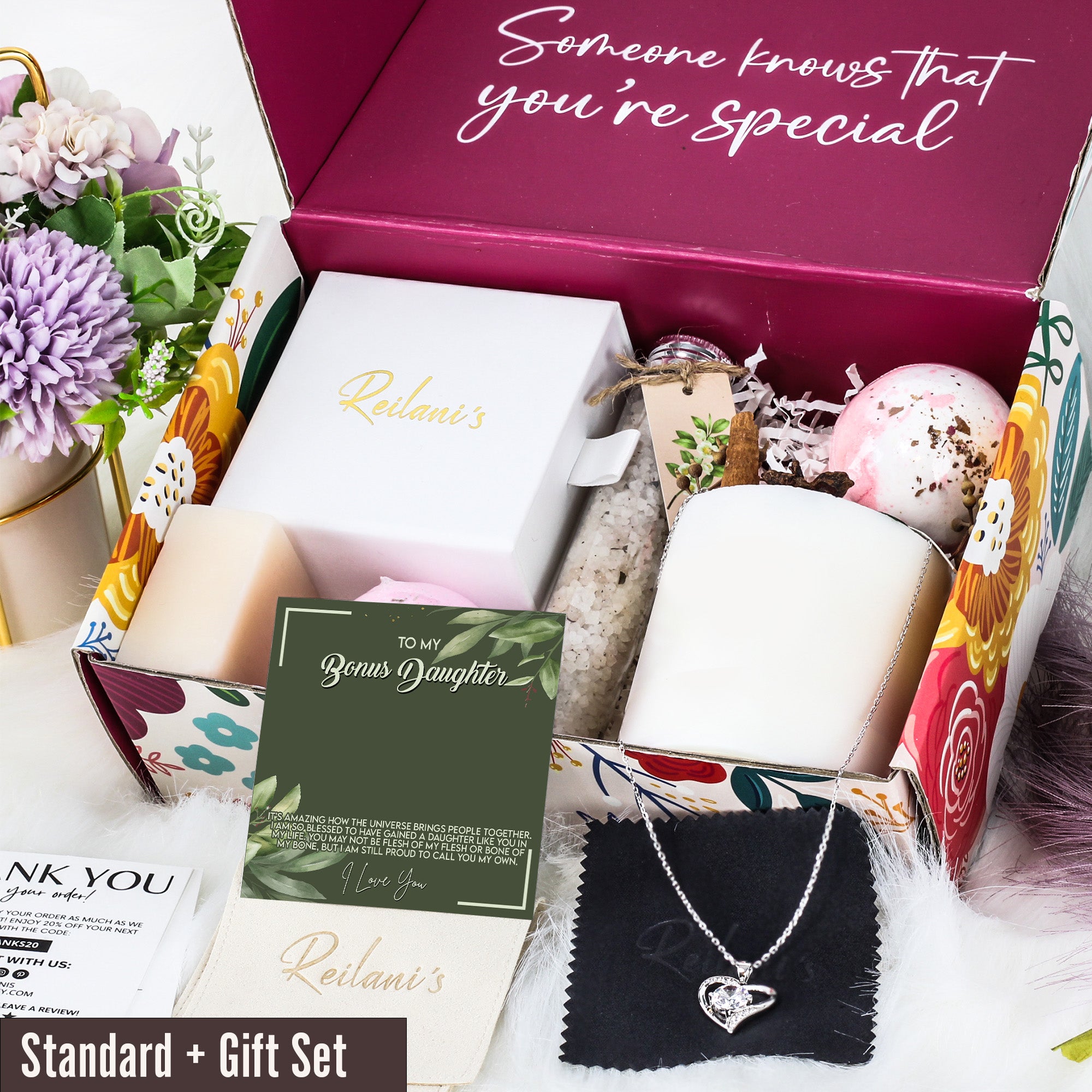 "Personalized Bonus Daughter Necklace with Heartfelt Message Card - Elegant Knot Pendant Gift in Premium Silver Finish" - Image 6