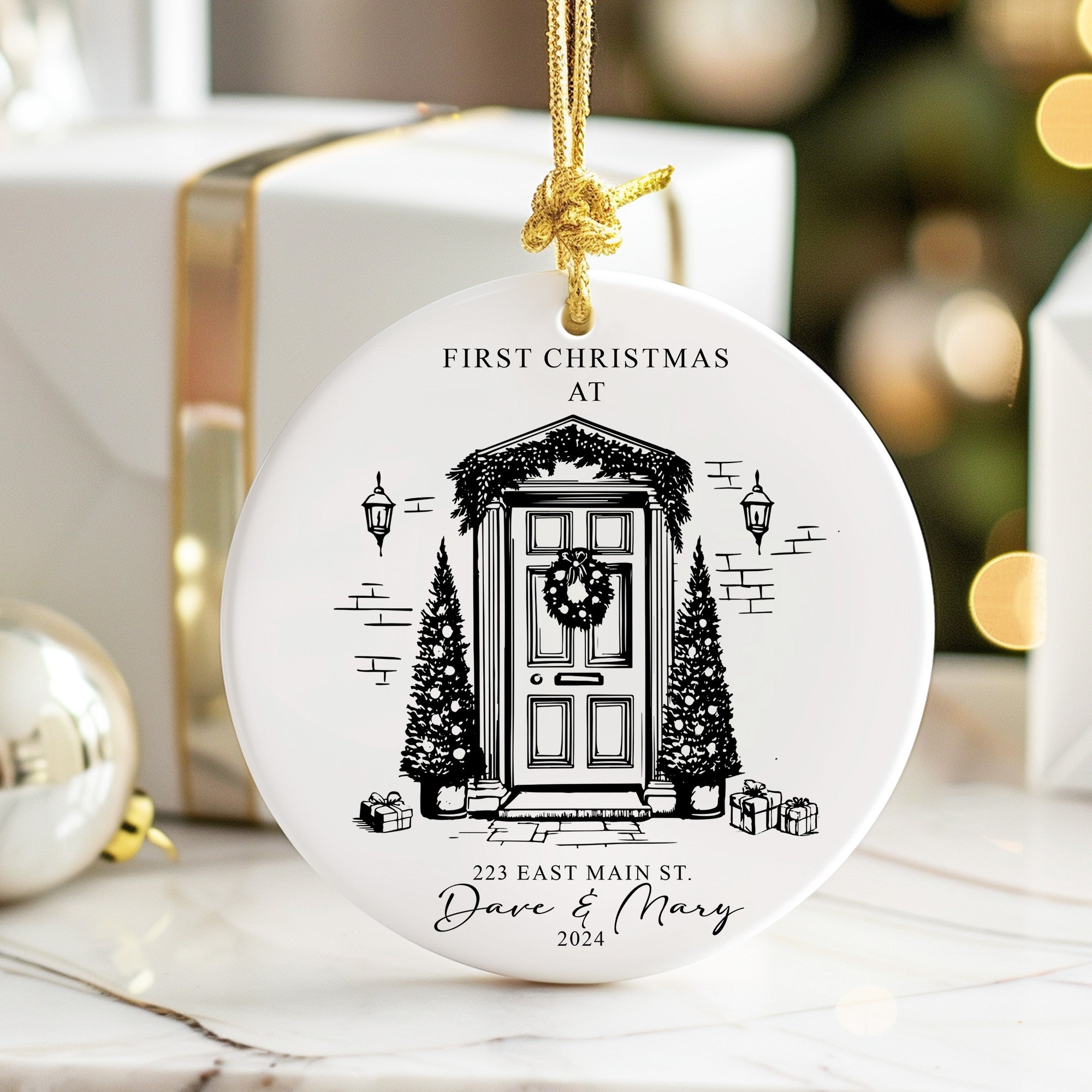 Personalized First Christmas Ceramic Ornament with Custom Address & Names – Premium Handmade Holiday Décor Gift - Image 6