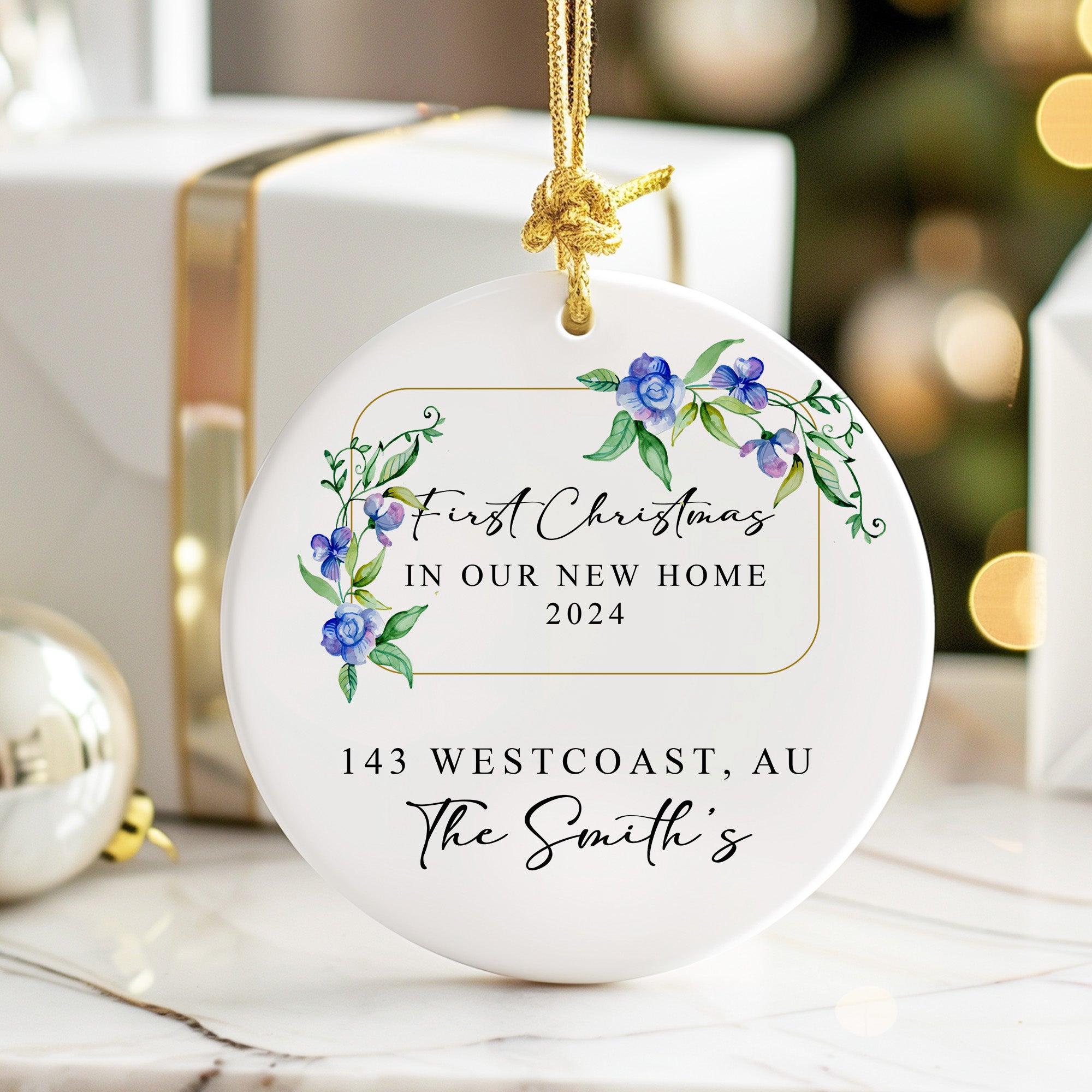 Personalized First Christmas in Our New Home Ornament 2024 - Custom Ceramic Keepsake for Families - Image 6