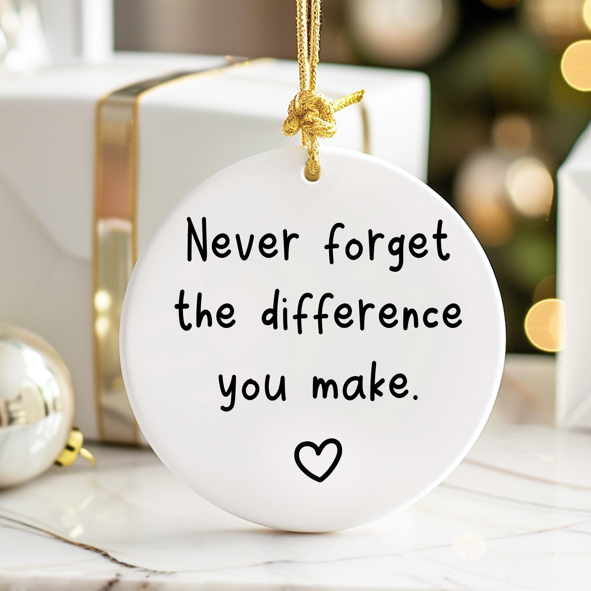 Personalized Ceramic Ornament – "Never Forget the Difference You Make" – Heartwarming Keepsake Gift for Loved Ones - Image 6