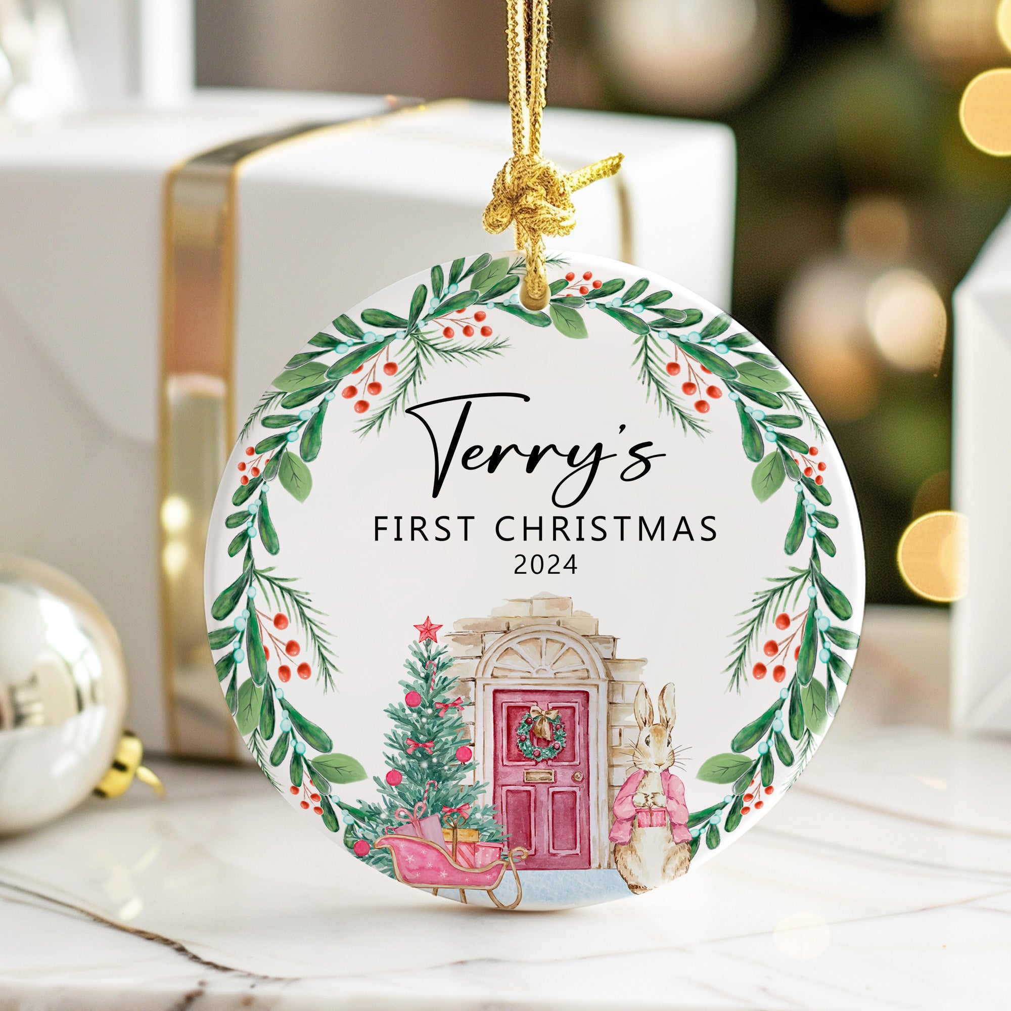 Personalized Ceramic Ornament - "First Christmas" 2024 | Handcrafted Holiday Keepsake for New Baby or Loved Ones - Image 6