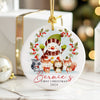 Personalized 2024 Ceramic Ornament - "Bernie's First Christmas" with Cute Woodland Animals and Snowman Design - Image 6