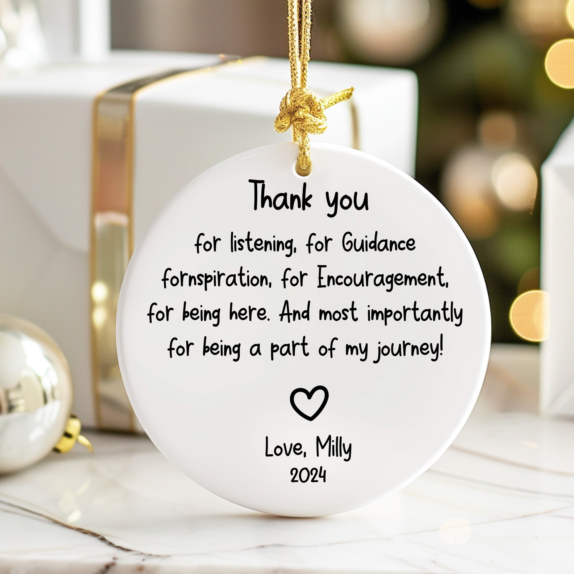 Personalized Thank You Ceramic Ornament - Handcrafted Keepsake for Special Moments and Connections - Image 6