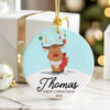 Personalized Baby's First Christmas 2024 Ceramic Ornament - Cute Reindeer Design with Custom Name - Image 6
