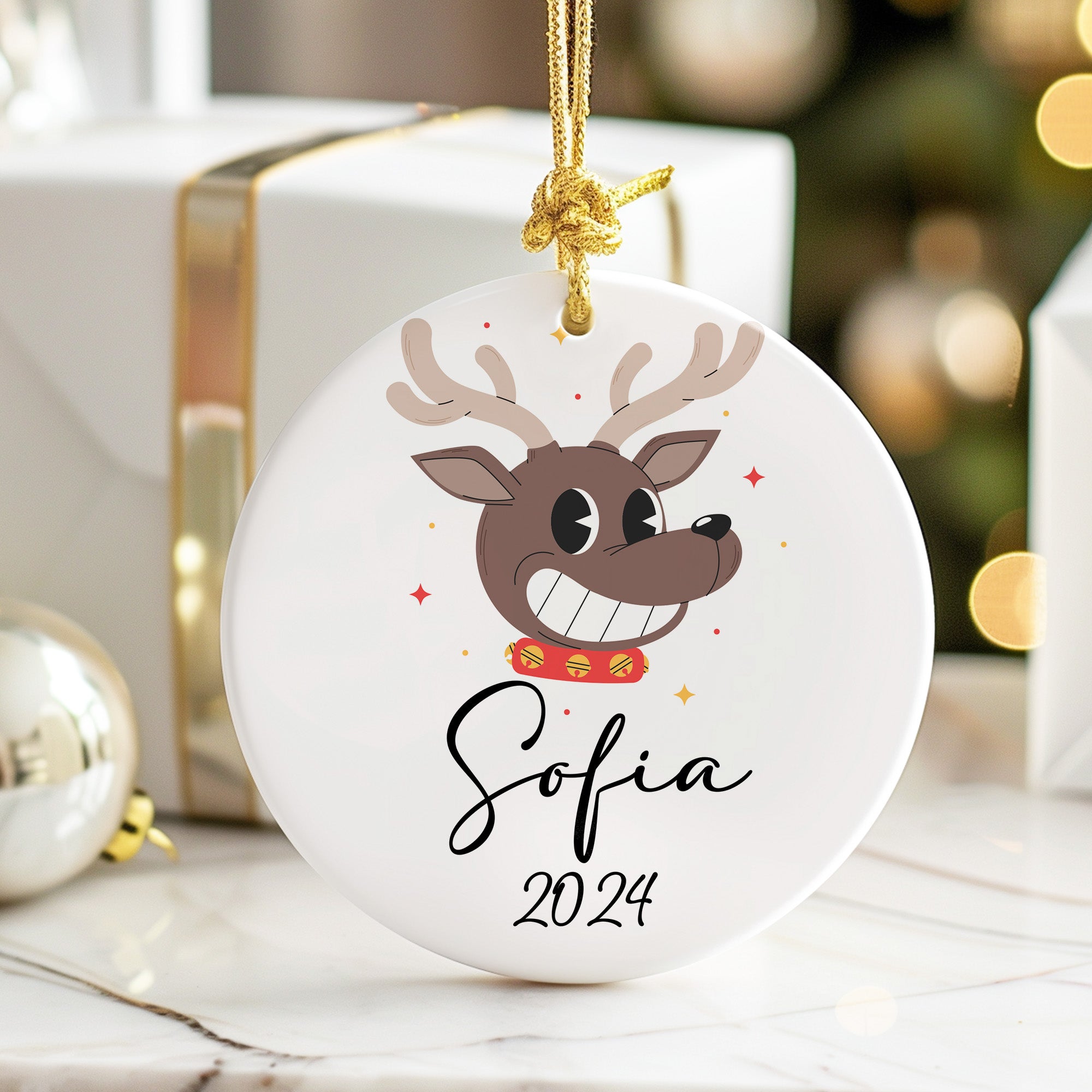 Personalized Reindeer Ceramic Ornament 2024 with Custom Name – Perfect Gift for Christmas and Holidays - Image 6