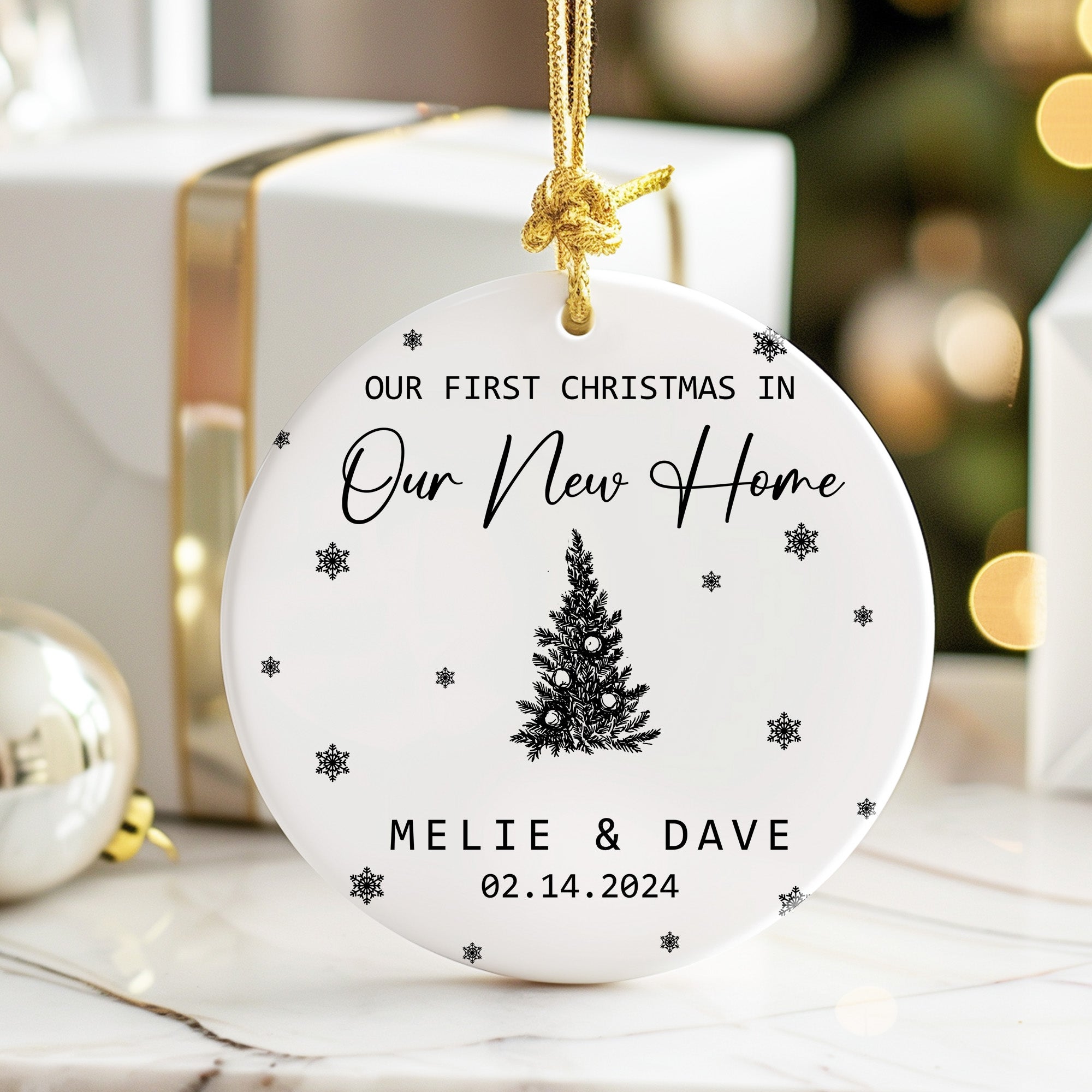 Personalized "Our First Christmas in Our New Home" Ceramic Ornament - Custom Date & Names, Perfect Keepsake Gift - Image 6