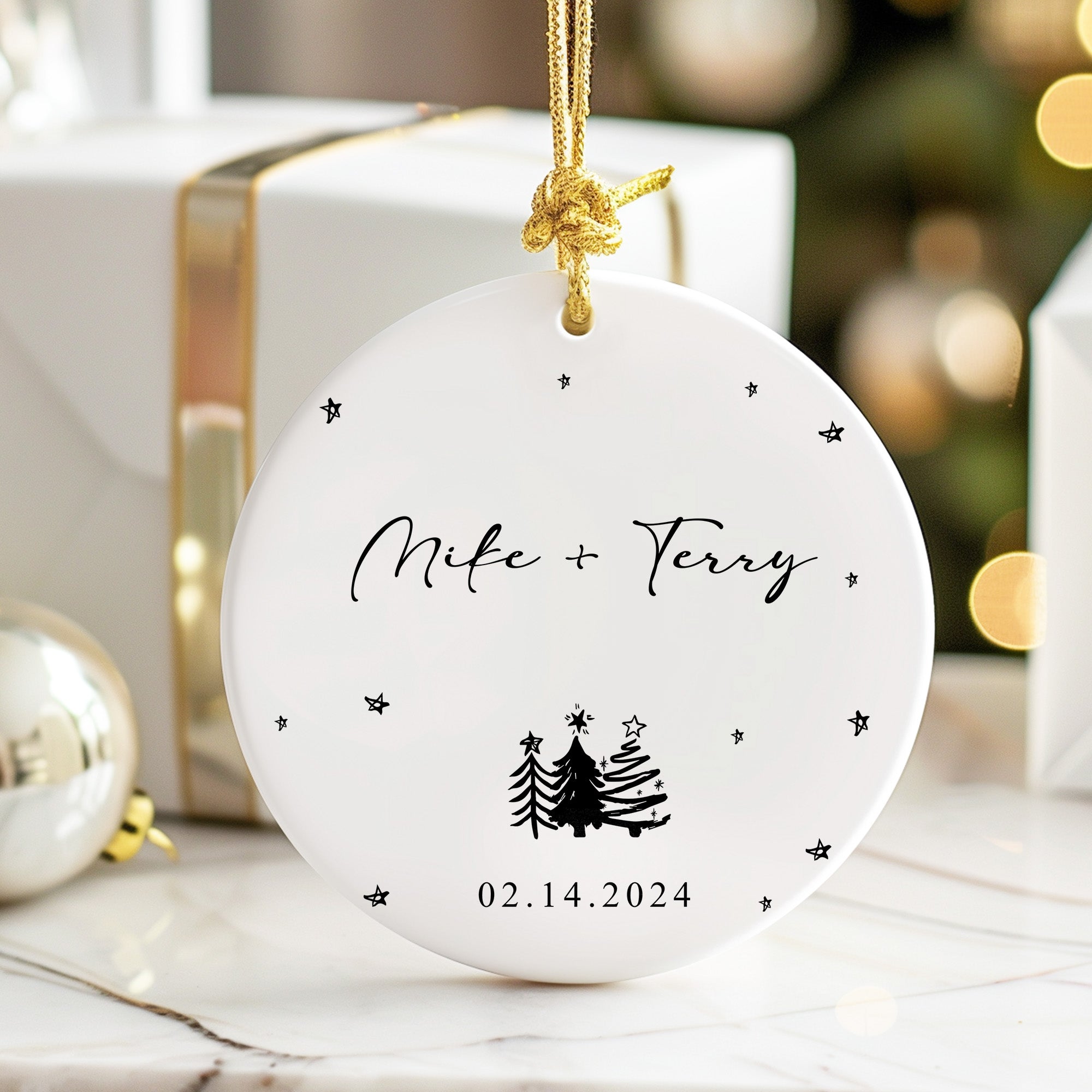 Personalized Ceramic Ornament with Custom Names and Date - Perfect for Celebrations, Anniversaries & Holidays - Image 6