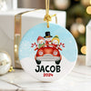 Personalized 2024 Ceramic Ornament with Snowman Family in Red Car - Custom Name Gift for Holidays - Image 6