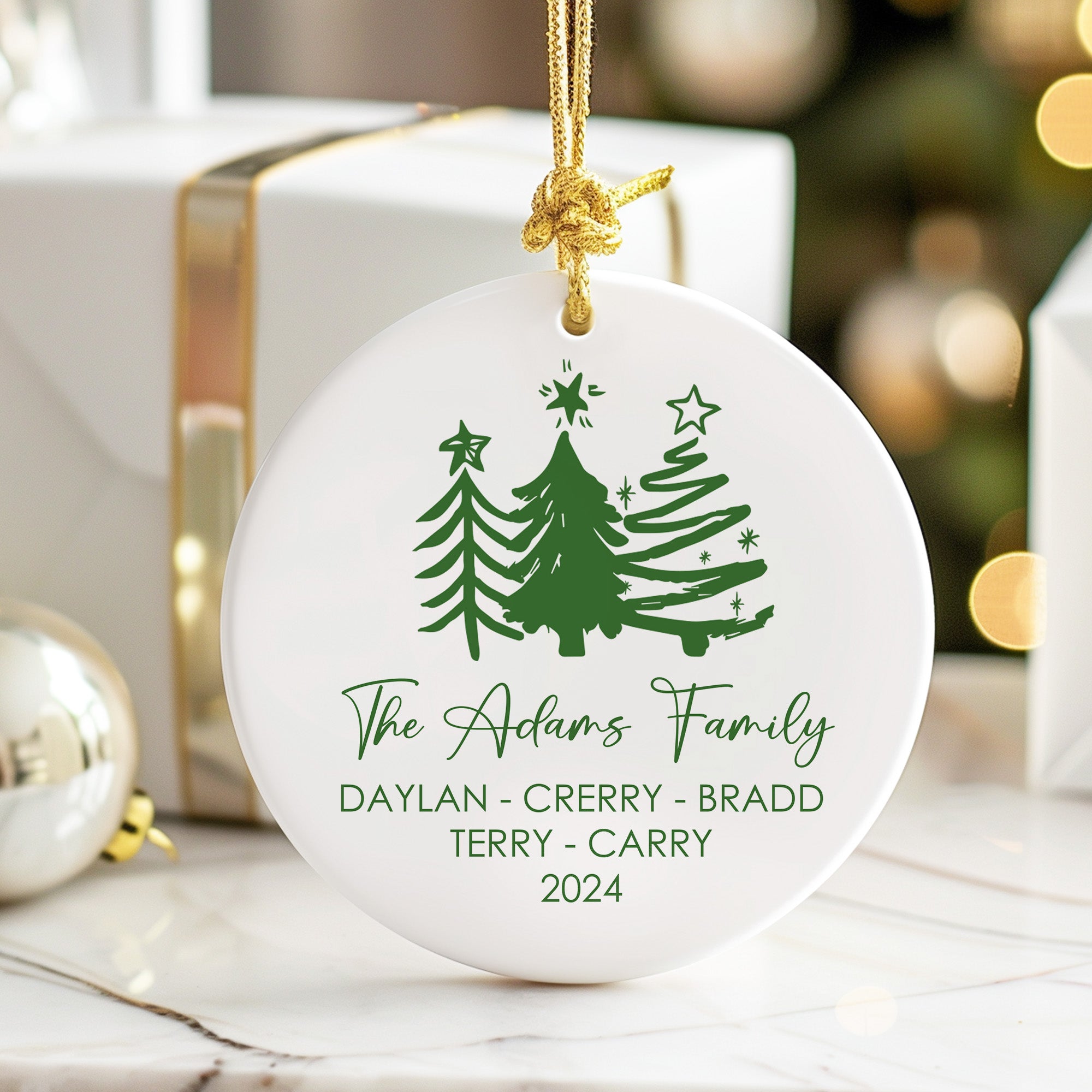 Personalized Ceramic Family Christmas Ornament - Custom Holiday Decoration with Names and Year - Perfect Keepsake Gift - Image 6
