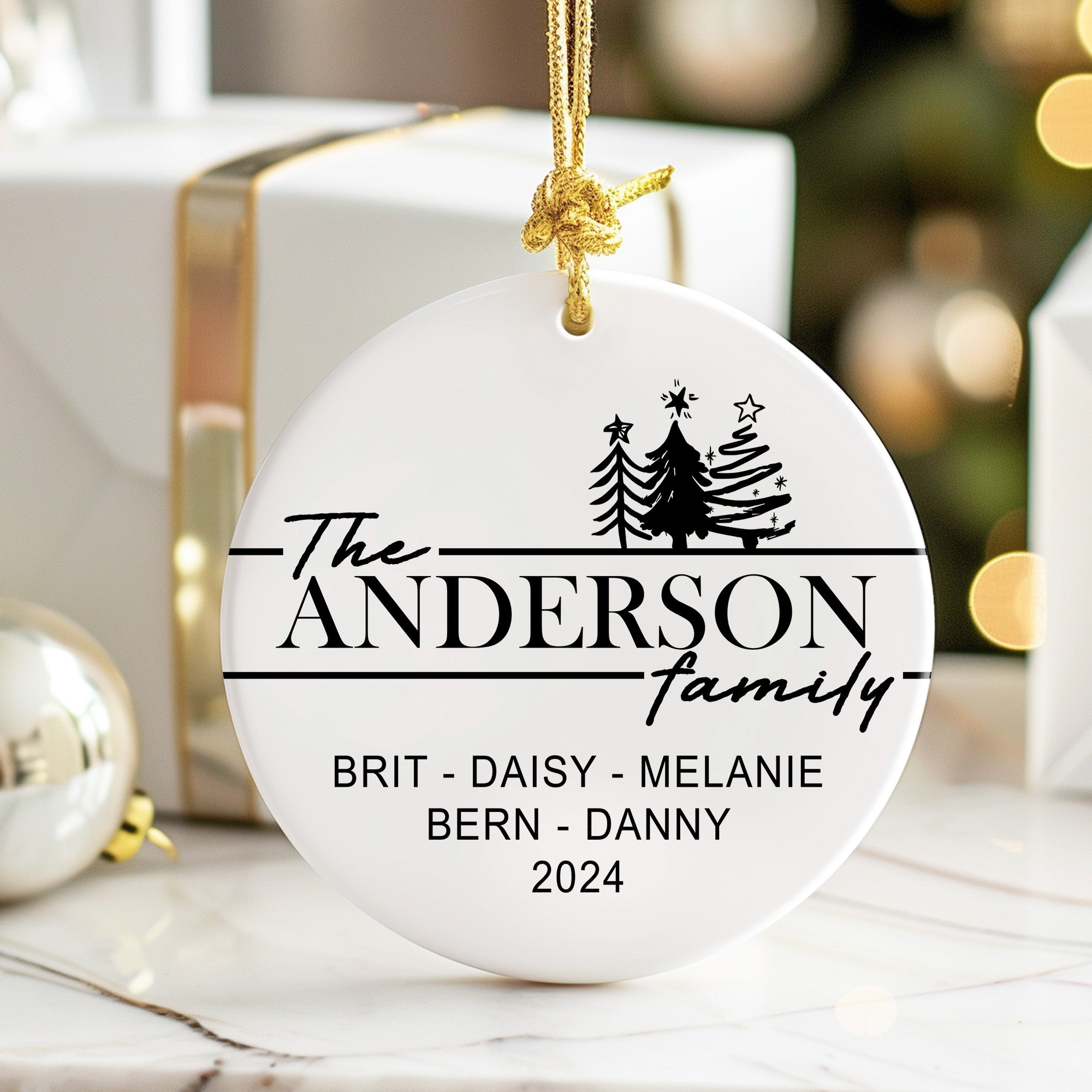 Personalized Family Christmas Ornament - Custom Ceramic Keepsake with 2024 Family Names and Holiday Design for Gift Giving - Image 6