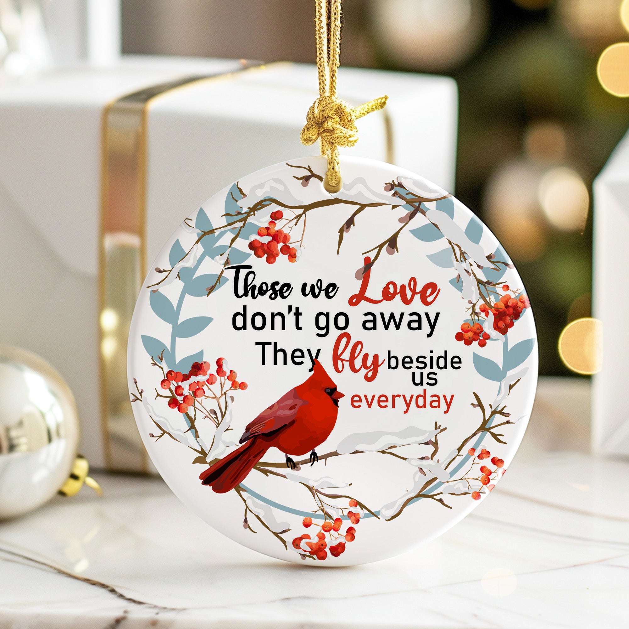 Personalized Memorial Cardinal Ceramic Ornament - Handcrafted Keepsake with Inspirational Quote for Gift-Giving - Image 6