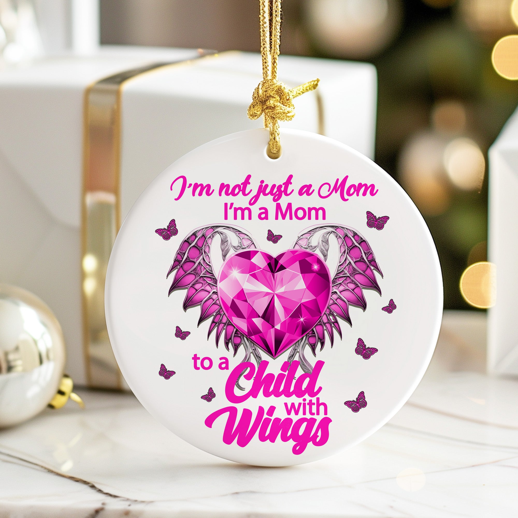 Beautiful Pink Heart Ceramic Ornament - Personalized Gift for Moms of Angel Babies - Handcrafted Keepsake with Winged Design - Image 6