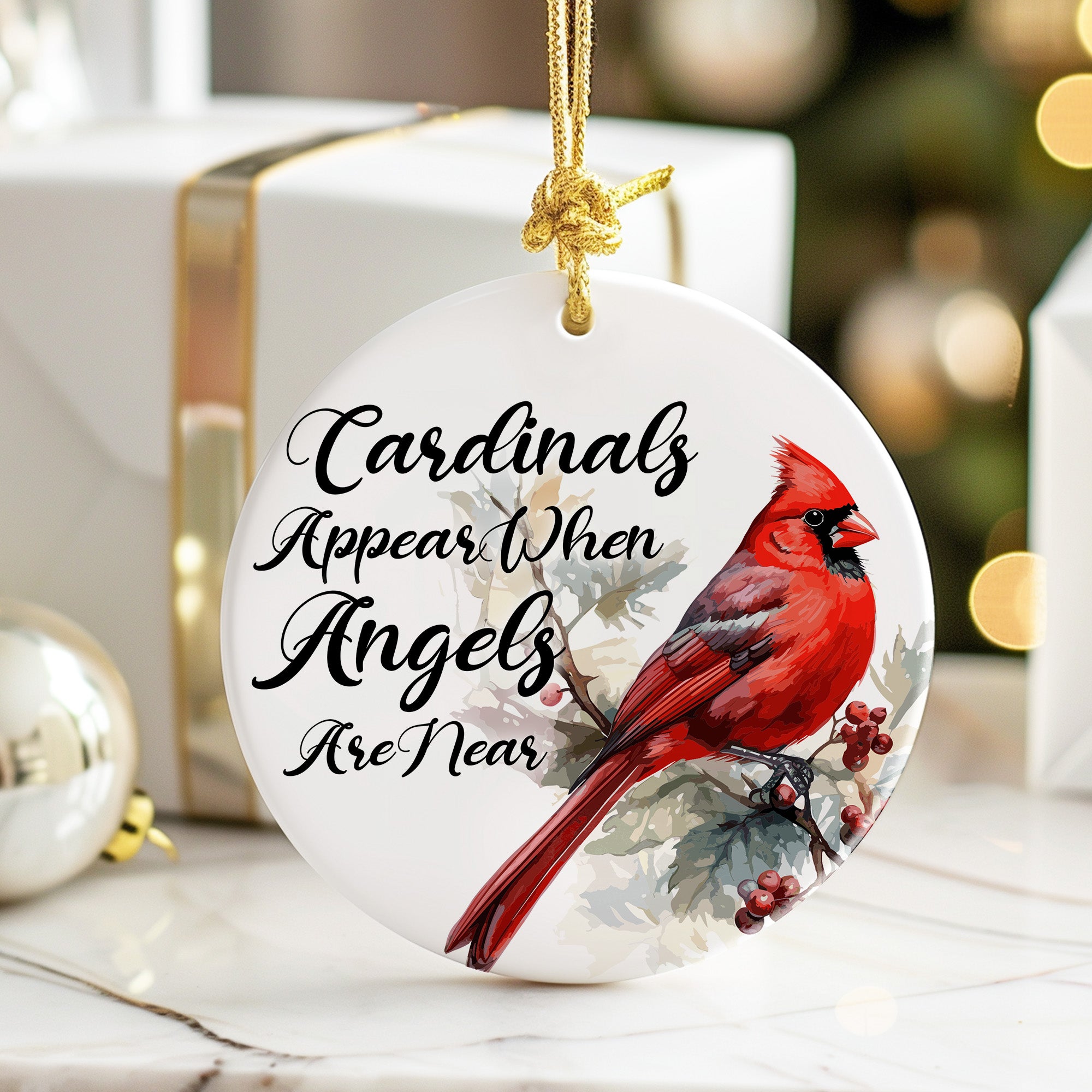 Personalized Cardinal Christmas Ornament - Handmade Ceramic Keepsake with Angel Quote for Heartfelt Gift-Giving - Image 6