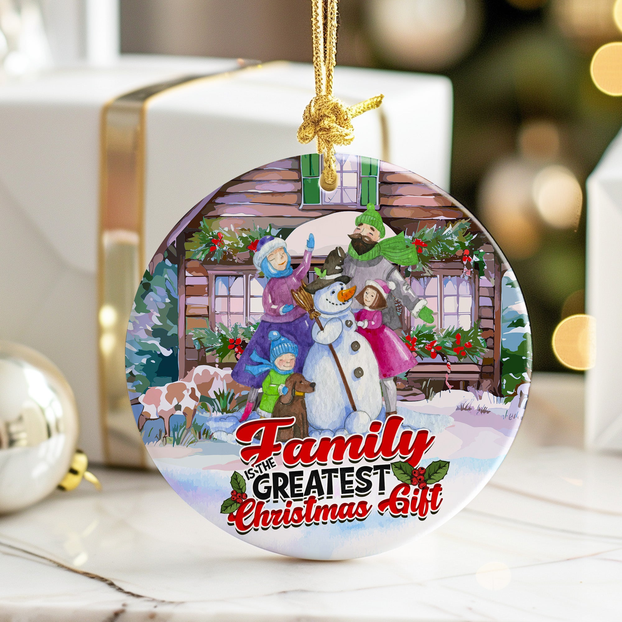 Personalized Family Christmas Ornament - Handcrafted Ceramic Keepsake with Heartwarming Snowman Design - Image 6