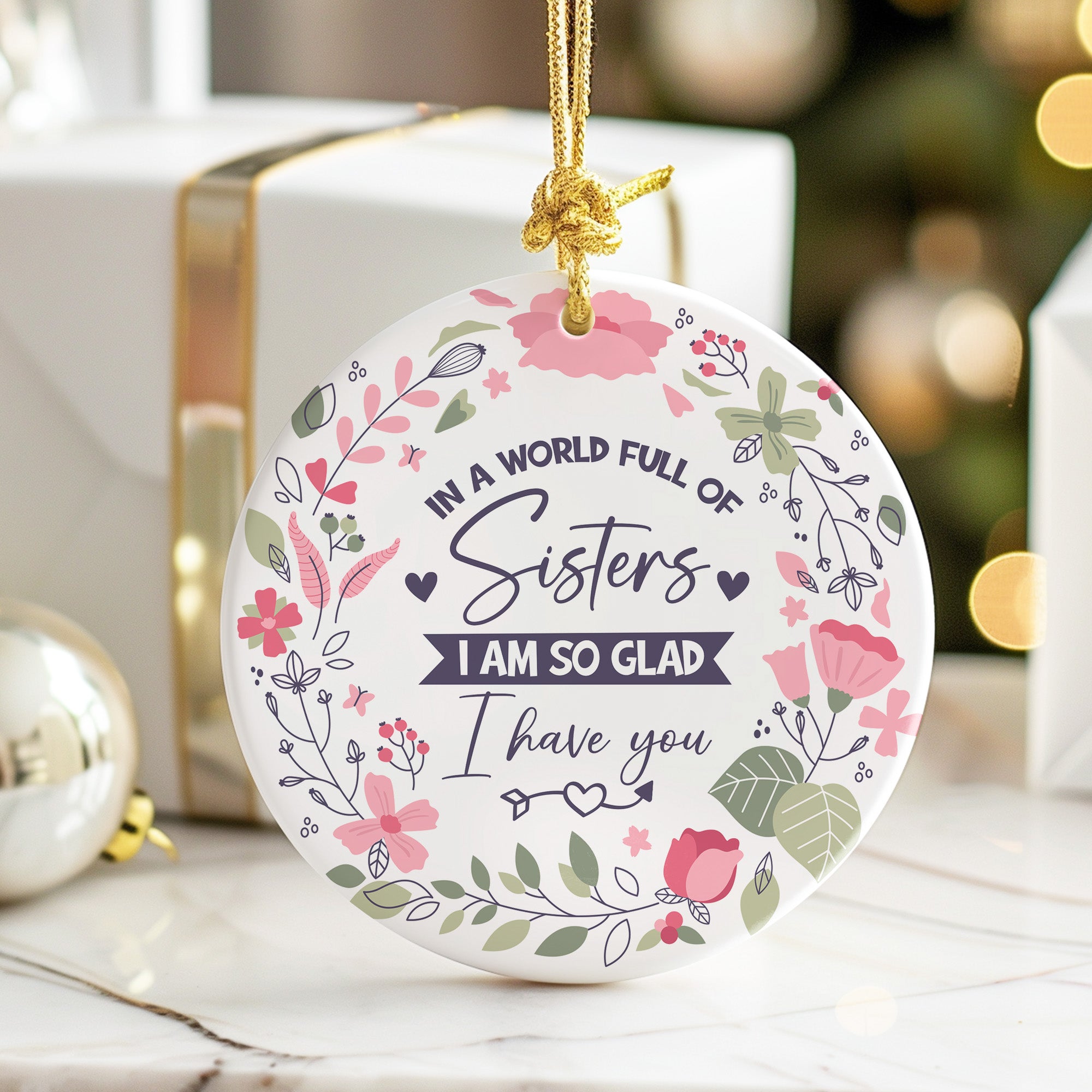 Beautifully Crafted Floral Ceramic Sister Ornament with Personalization for Heartfelt Gifting - Image 6