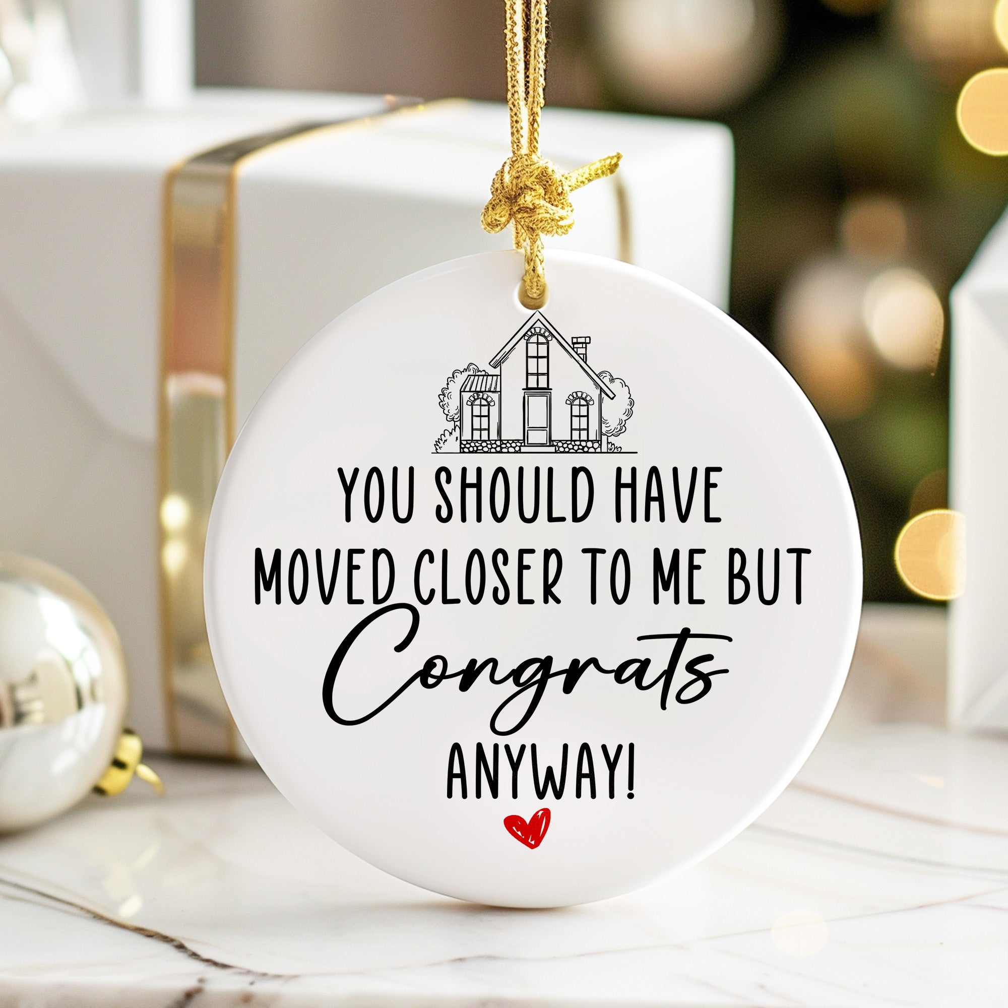 Personalized "Congrats Anyway" Ceramic Ornament - Unique Handmade Housewarming Gift with Heartfelt Message - Image 6