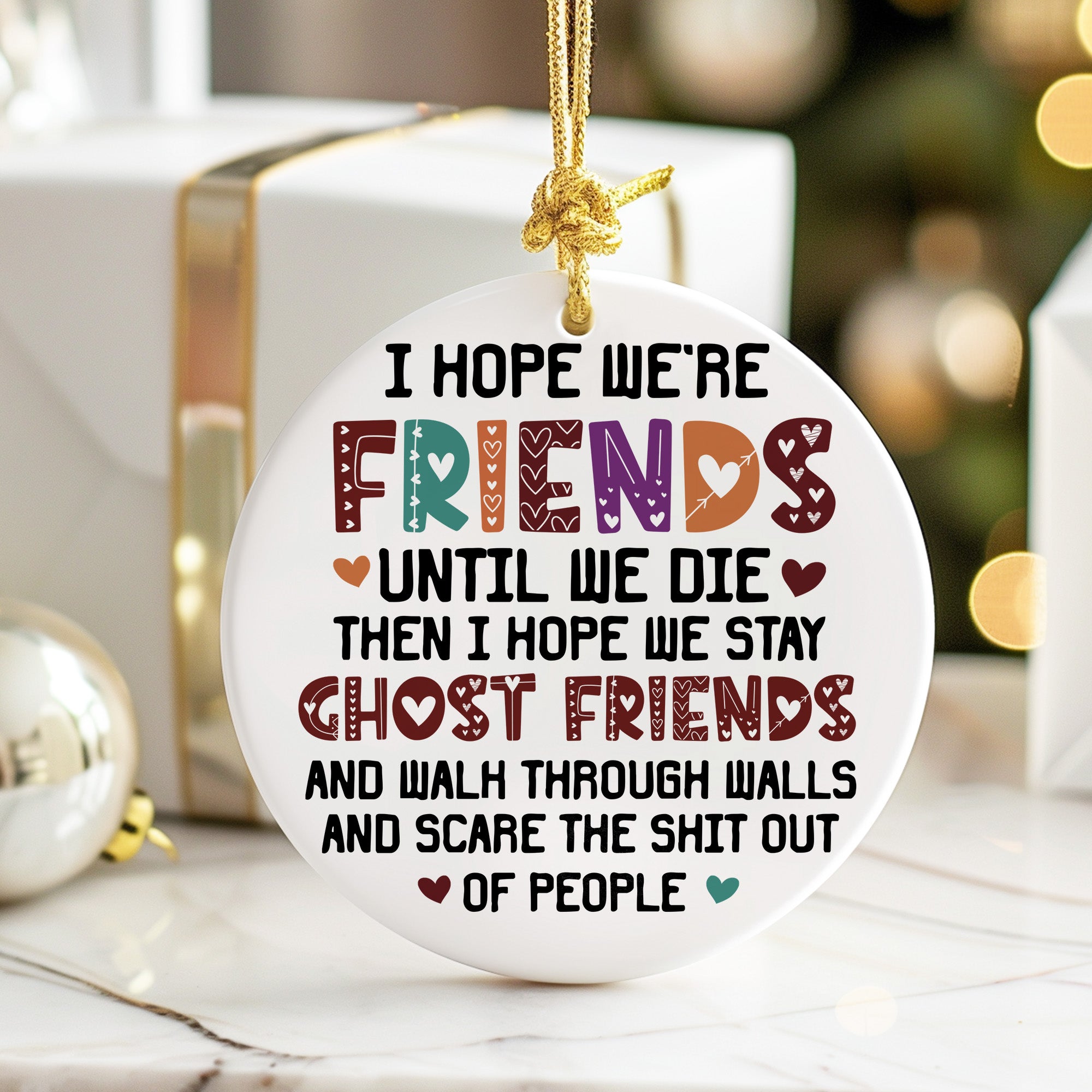 Personalized Friendship Ceramic Ornament – Funny Ghost Friends Design, Perfect Gift for Best Friends - Image 6