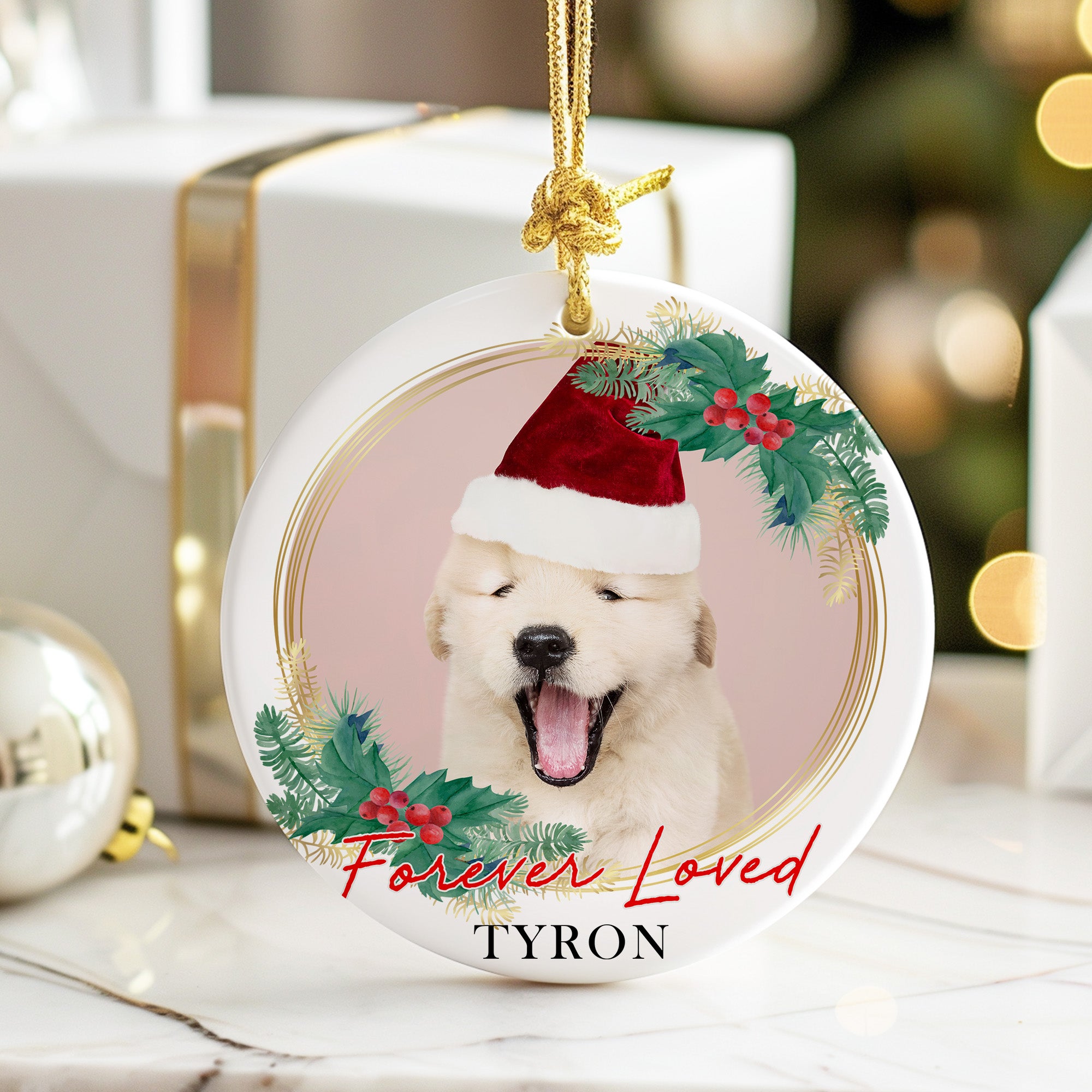 Personalized "Forever Loved" Ceramic Holiday Ornament with Adorable Puppy Design - Perfect Gift for Dog Lovers - Image 6