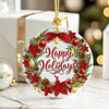 Personalized Handmade Holiday Ceramic Ornament – Festive Wreath Design with Custom Text Options - Image 6